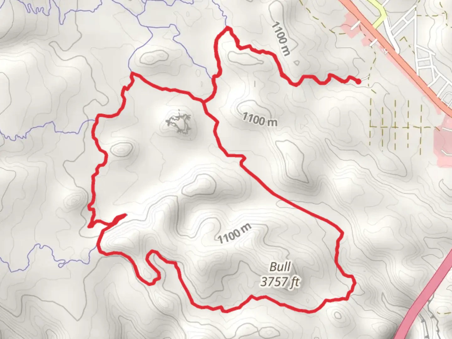 An image depicting the trail Monolith Gardens Loop via Metwell Spur and its surrounding area.