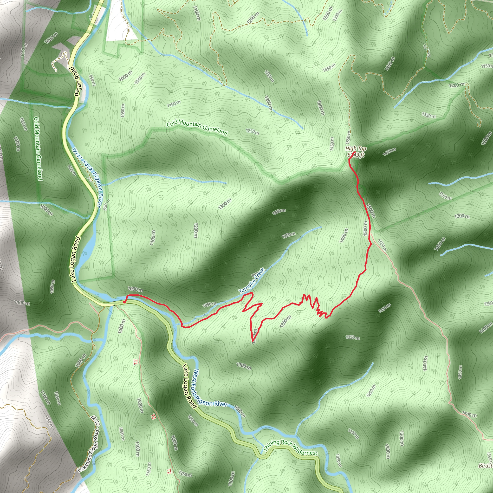 High Top via Fork Mountain Trail mobile static map