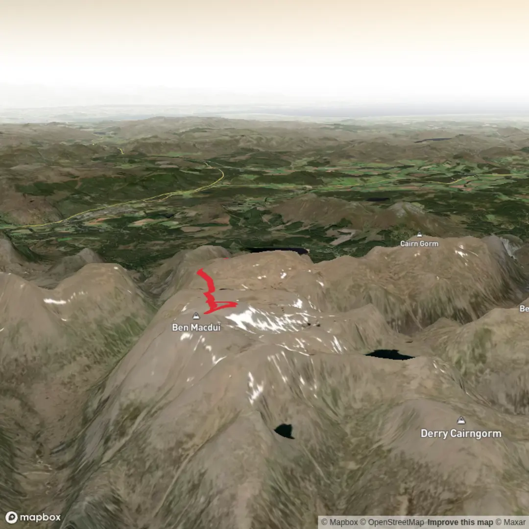 An image depicting the trail Mac Dui top and its surrounding area.