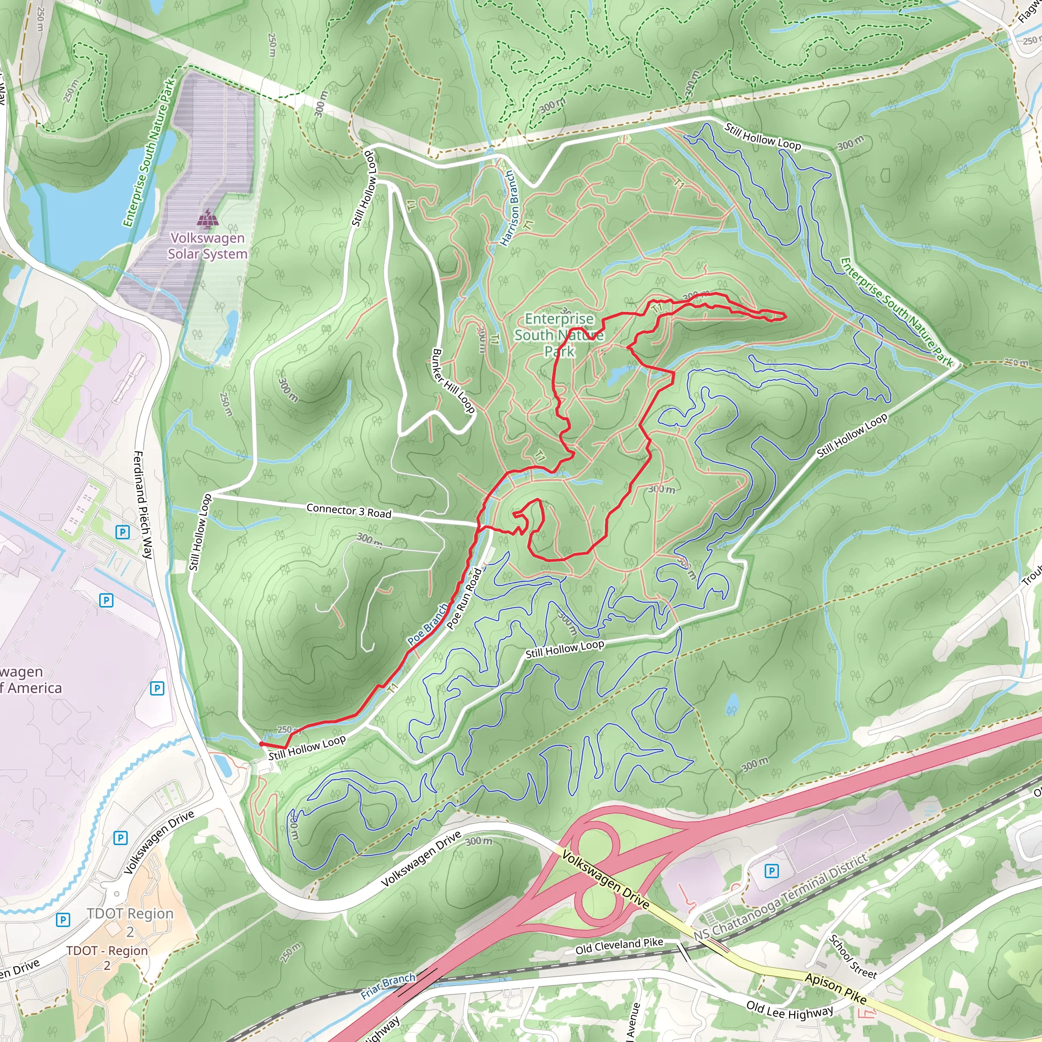 Poe Run Path, Boulder Point and Deer Hollow Loop Trail mobile static map