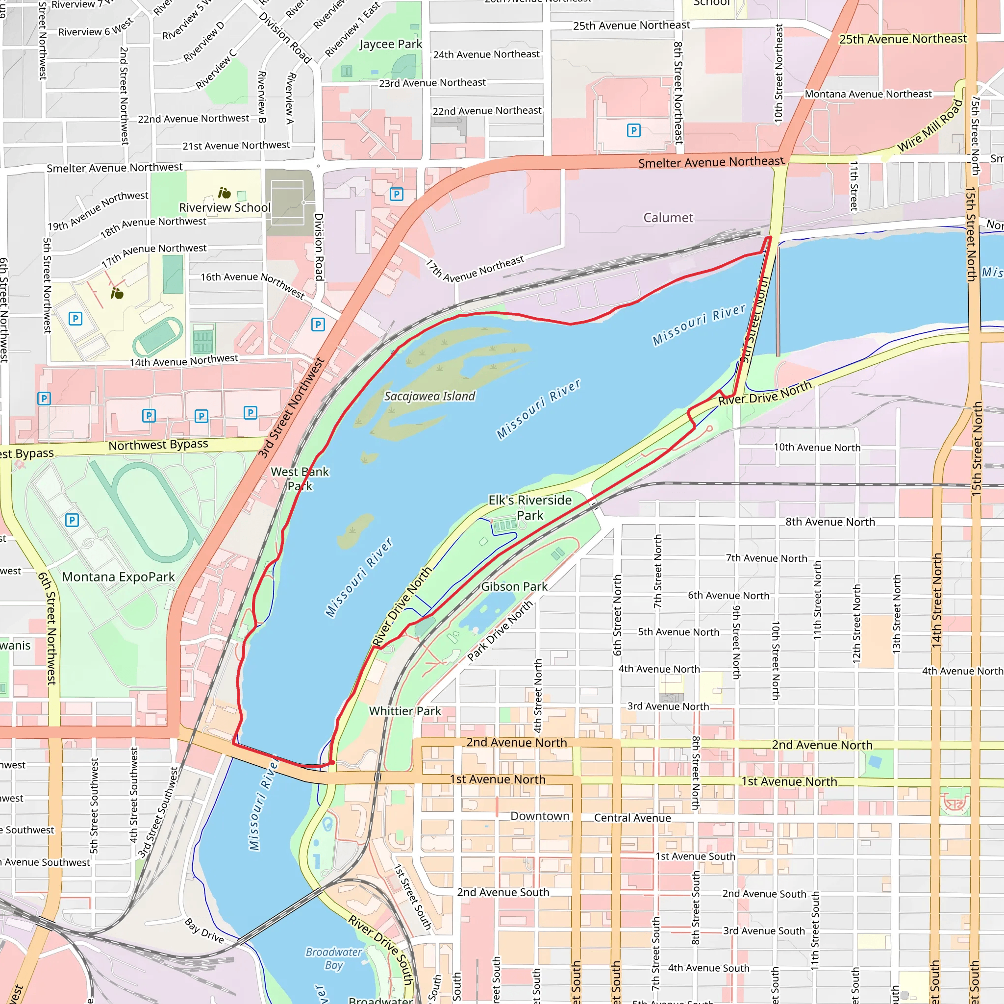 Rivers Edge Loop Trail from 1st Avenue North mobile static map