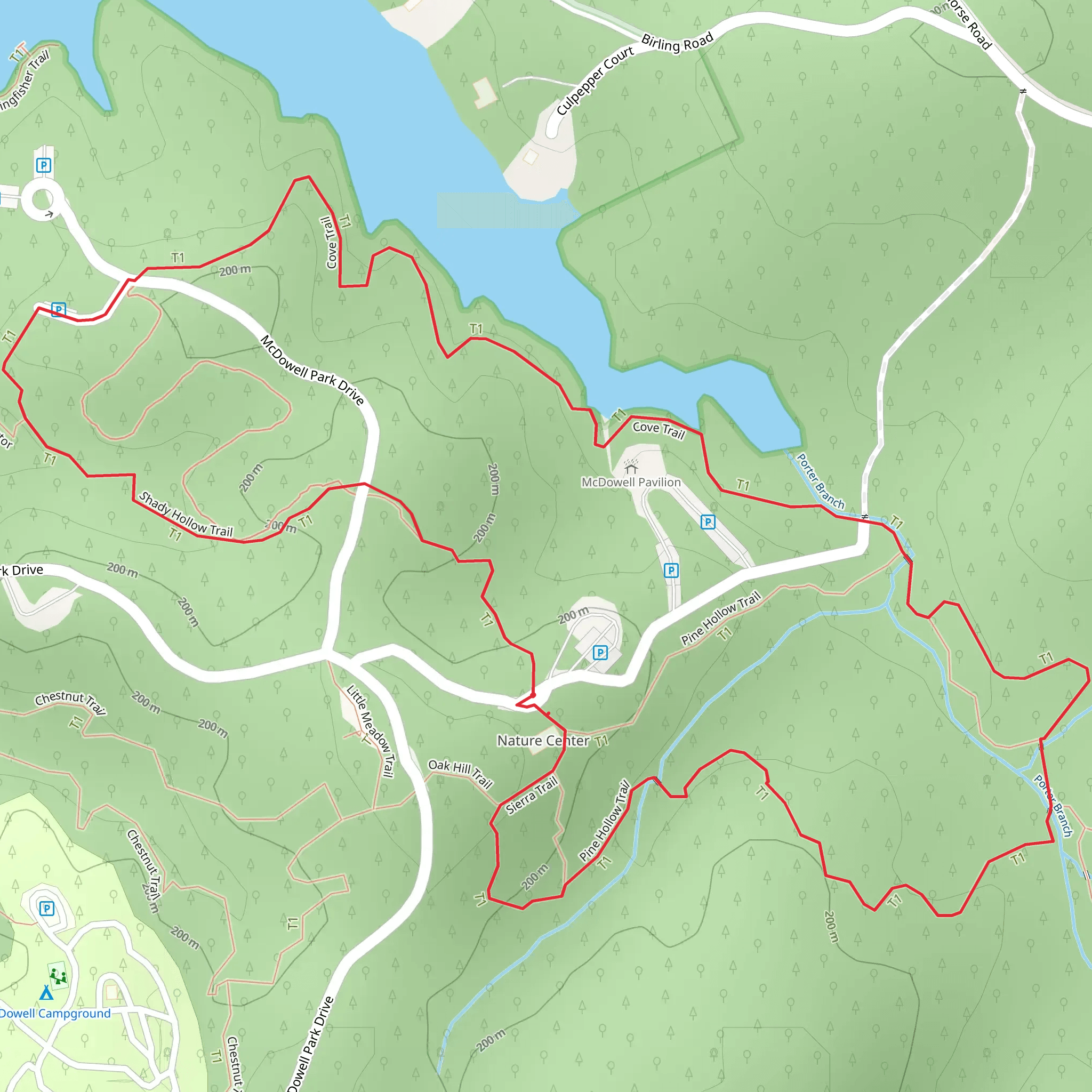 Shady Hollow, Cove and Pine Hollow Loop Trail mobile static map