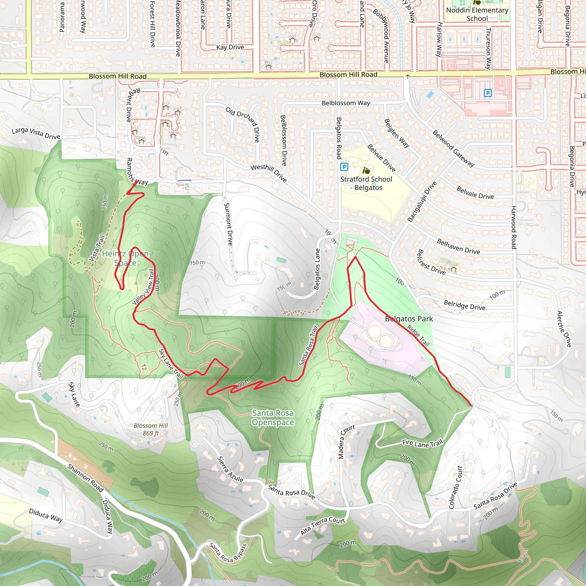 Santa Rosa - Sky Lane - Ridge Trail mobile static map