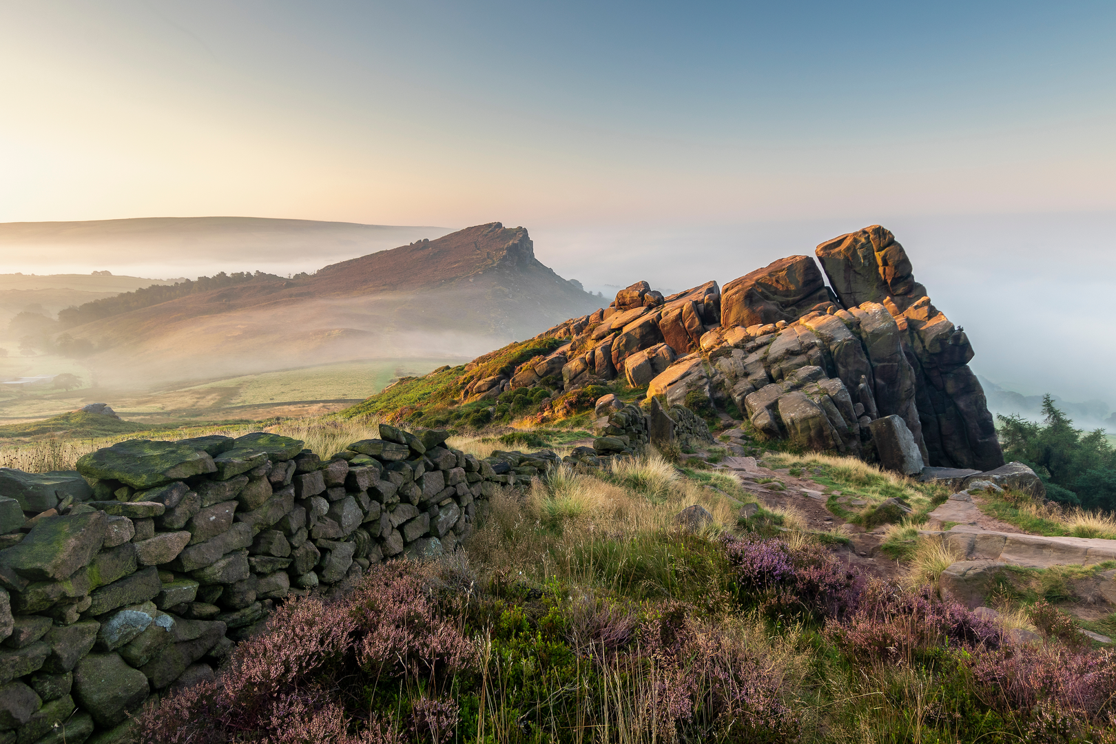An image depicting the trail The Roaches Walk and Lud's Church and its surrounding area.