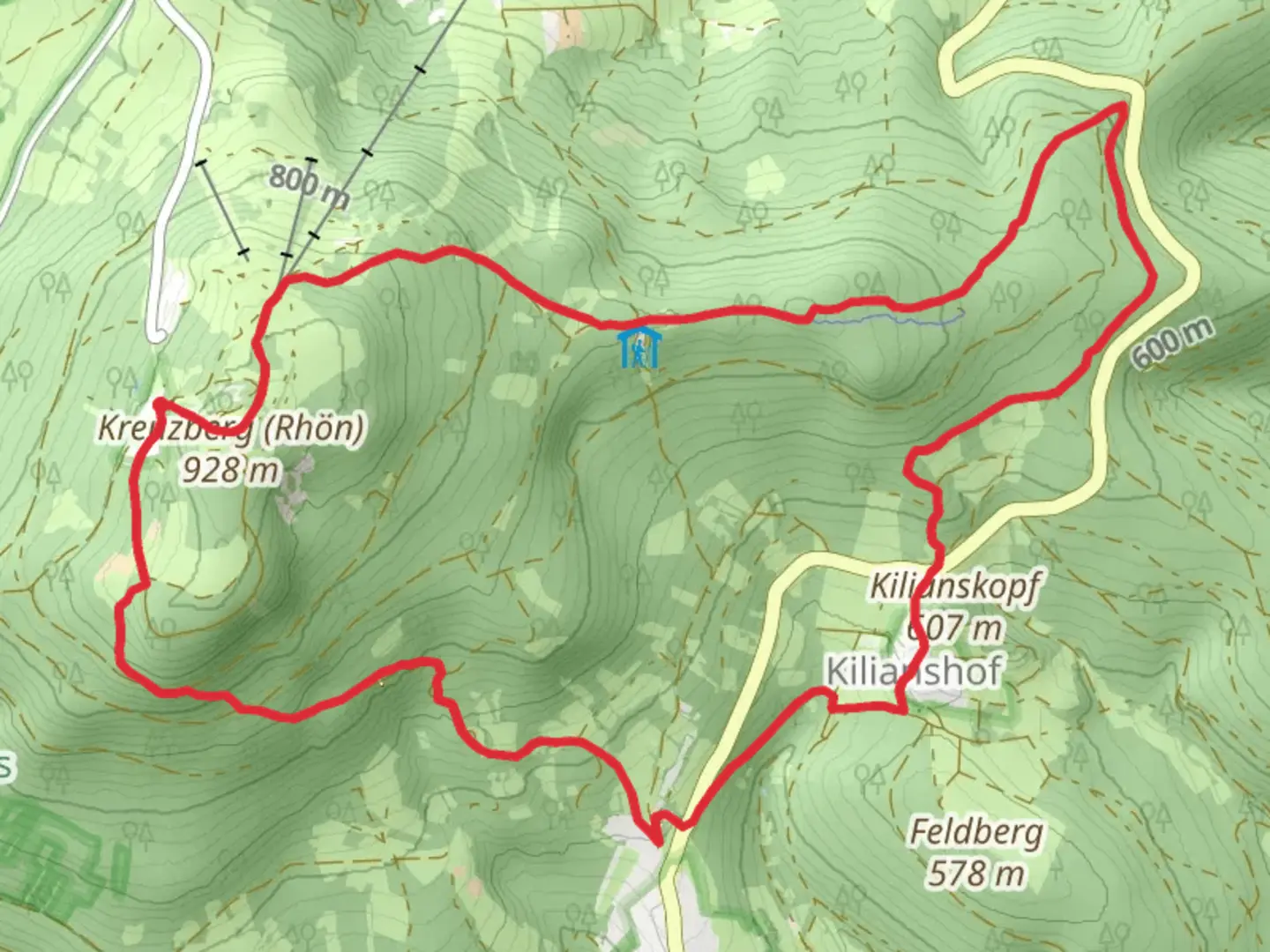 An image depicting the trail Kreuzberg via Extratour Kreuzbergtour and its surrounding area.