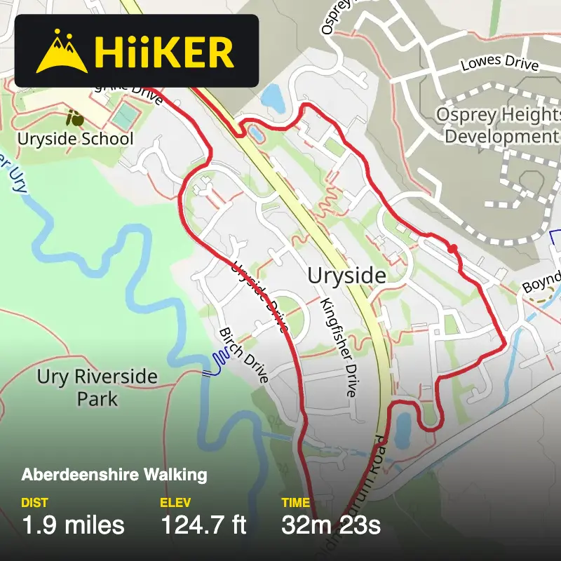 A map preview of the recording Aberdeenshire Walking.