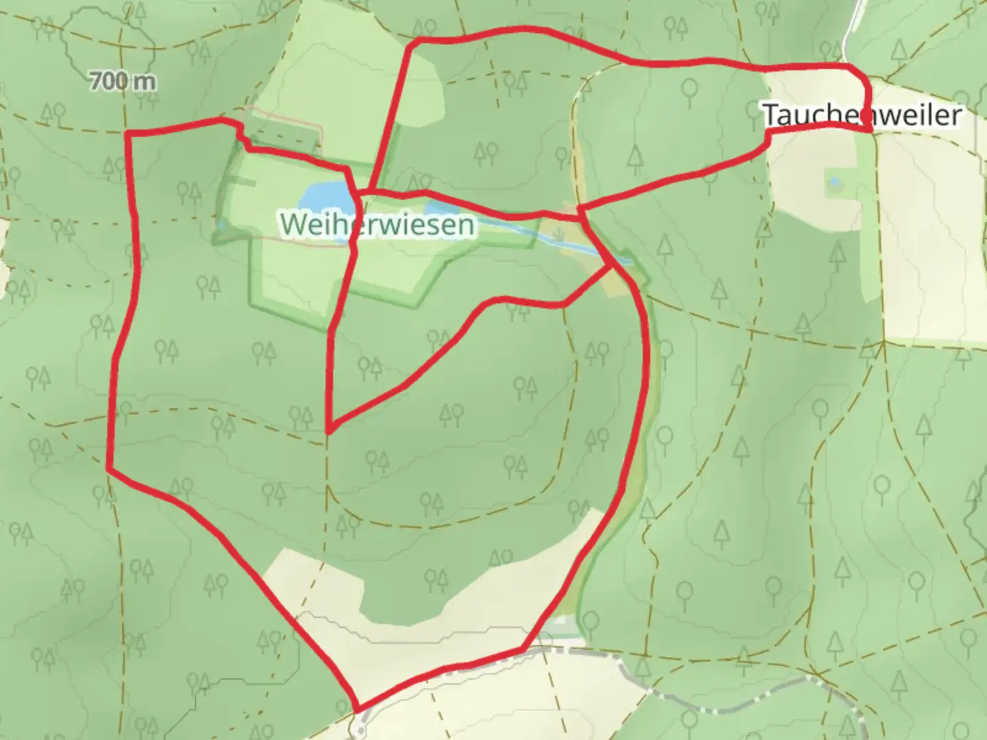 An image depicting the trail Unterer Weiher and Oberer Weiher via Irmannswailer - Lauterburg and its surrounding area.