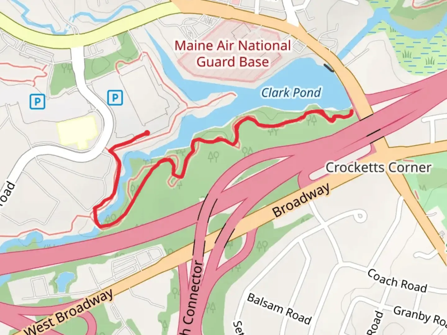 An image depicting the trail Clark Pond East Shore Loop and its surrounding area.