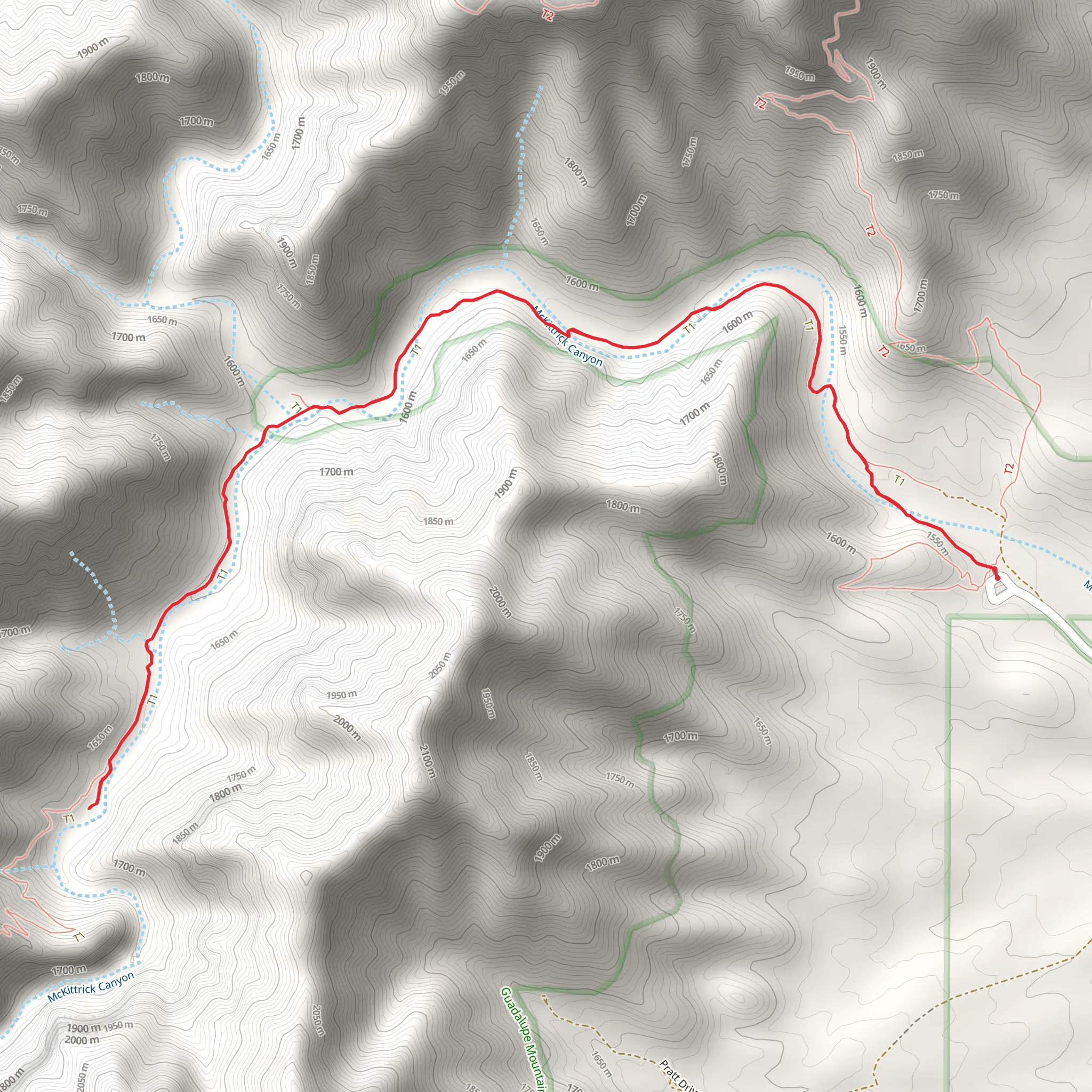 McKittrick Canyon Trail - Short mobile static map