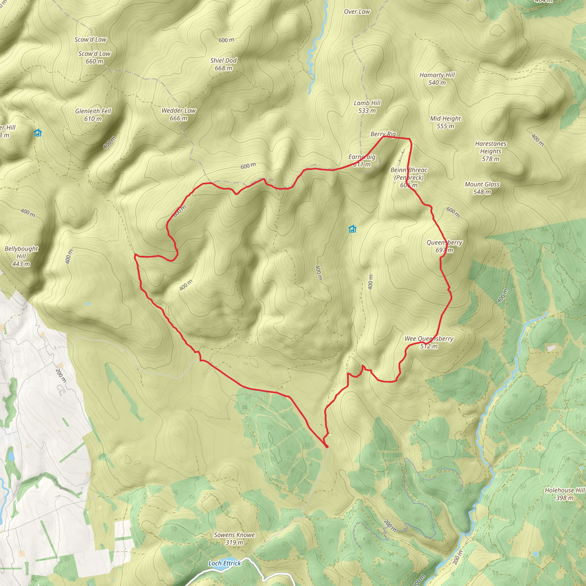 Queensberry and Beinn Bhreac Loop mobile static map