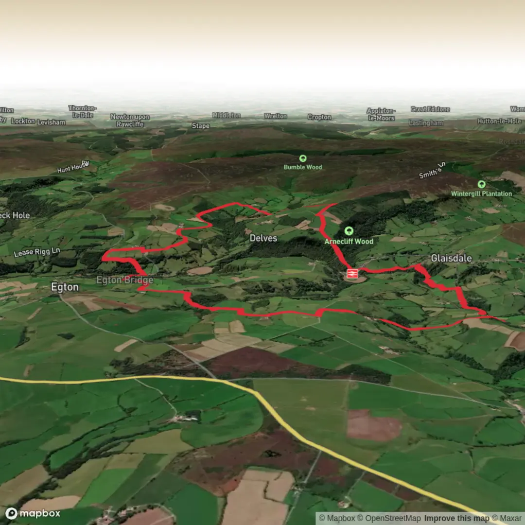 An image depicting the trail Lou’s Egton Bridge Glaisdale Loop and its surrounding area.