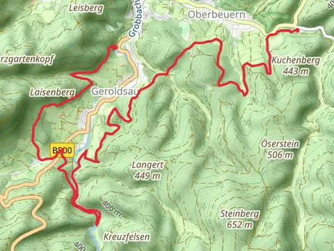 Forellenhof to Geroldsauer Muehle via Eulenweg and Laisenbergweg