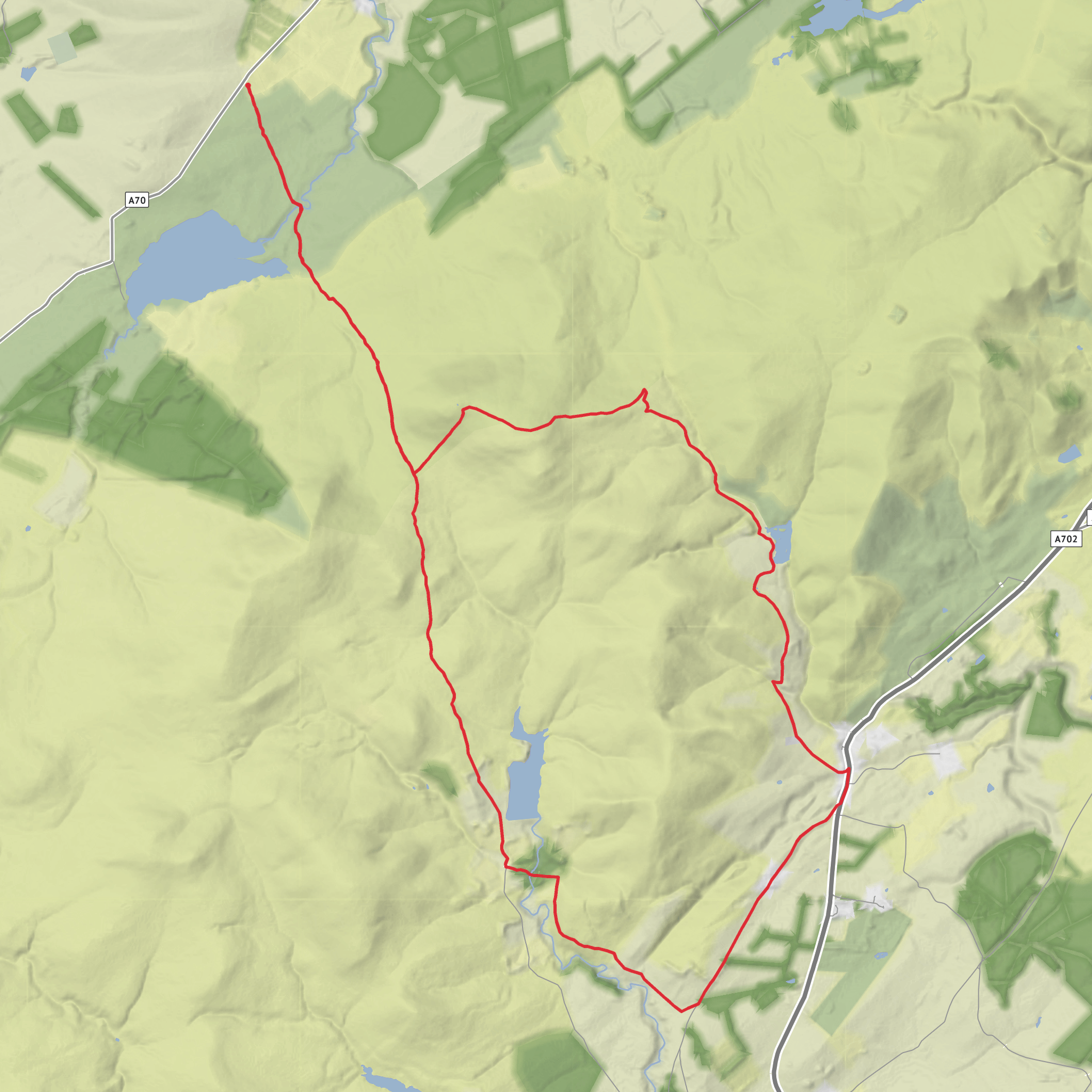 Harperring Reservoir, East Cairn Hill, North Esk Reservoir and Baddinsgill Reservoir Loop mobile static map
