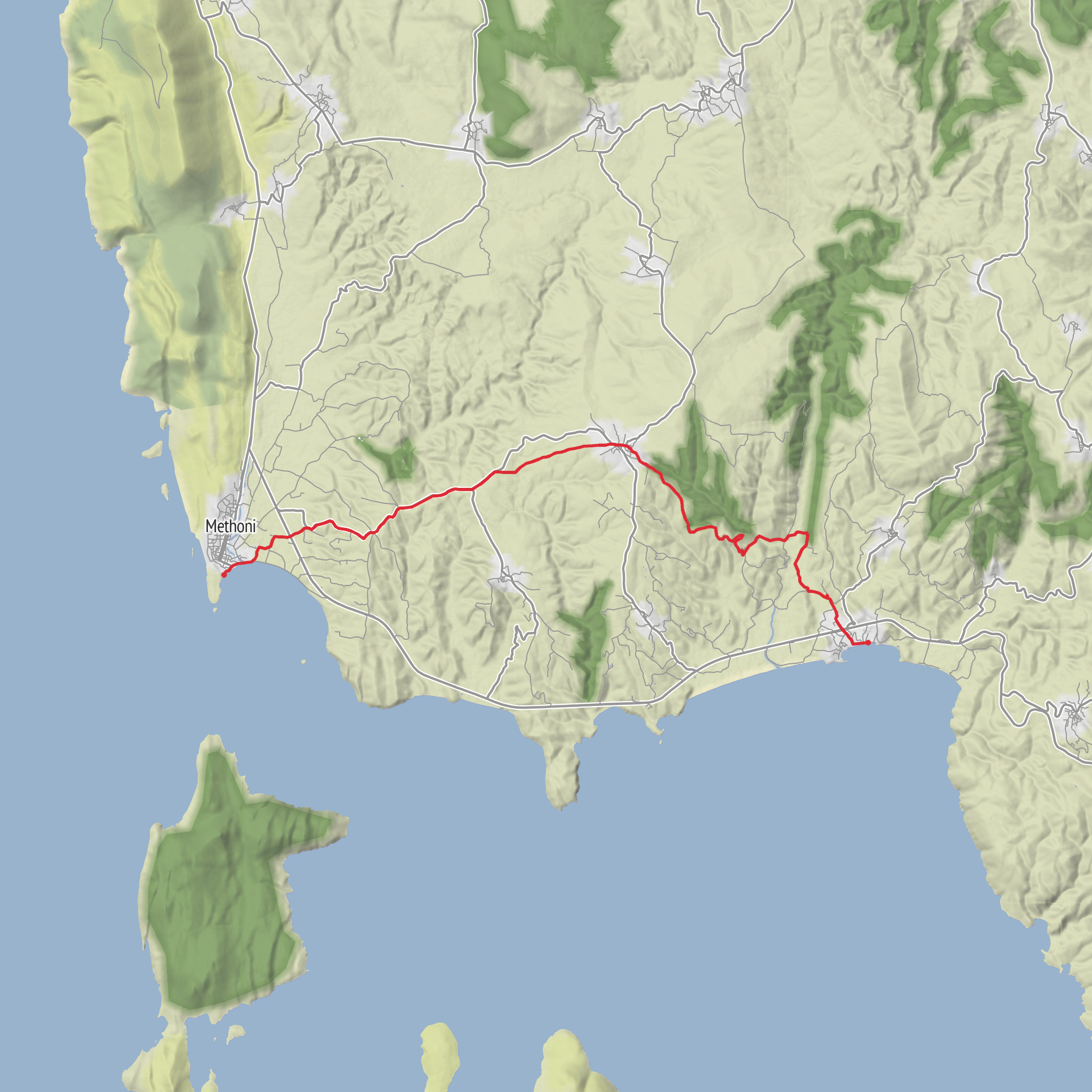 Finikounda to Mithoni mobile static map