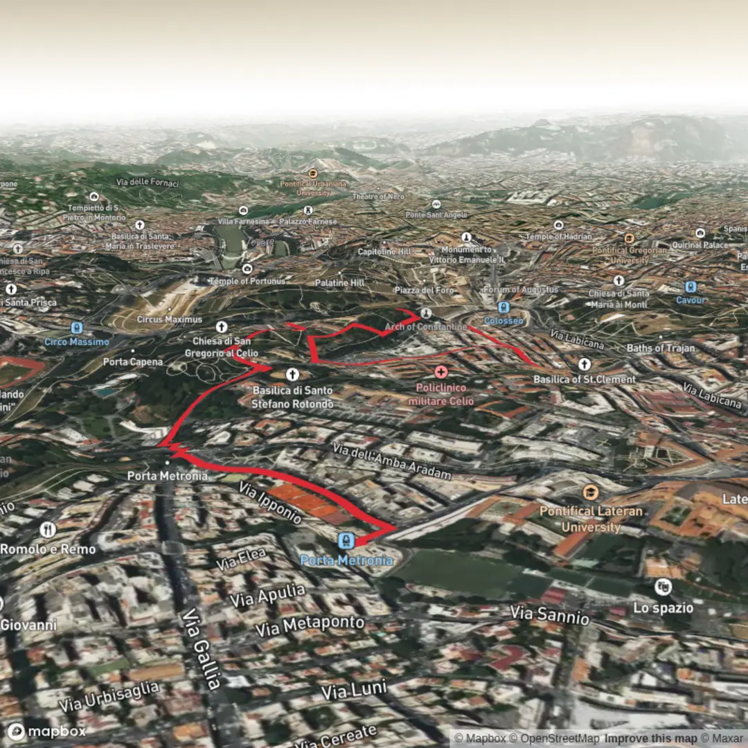An image depicting the trail Hike from Ortica to Coliseum and its surrounding area.