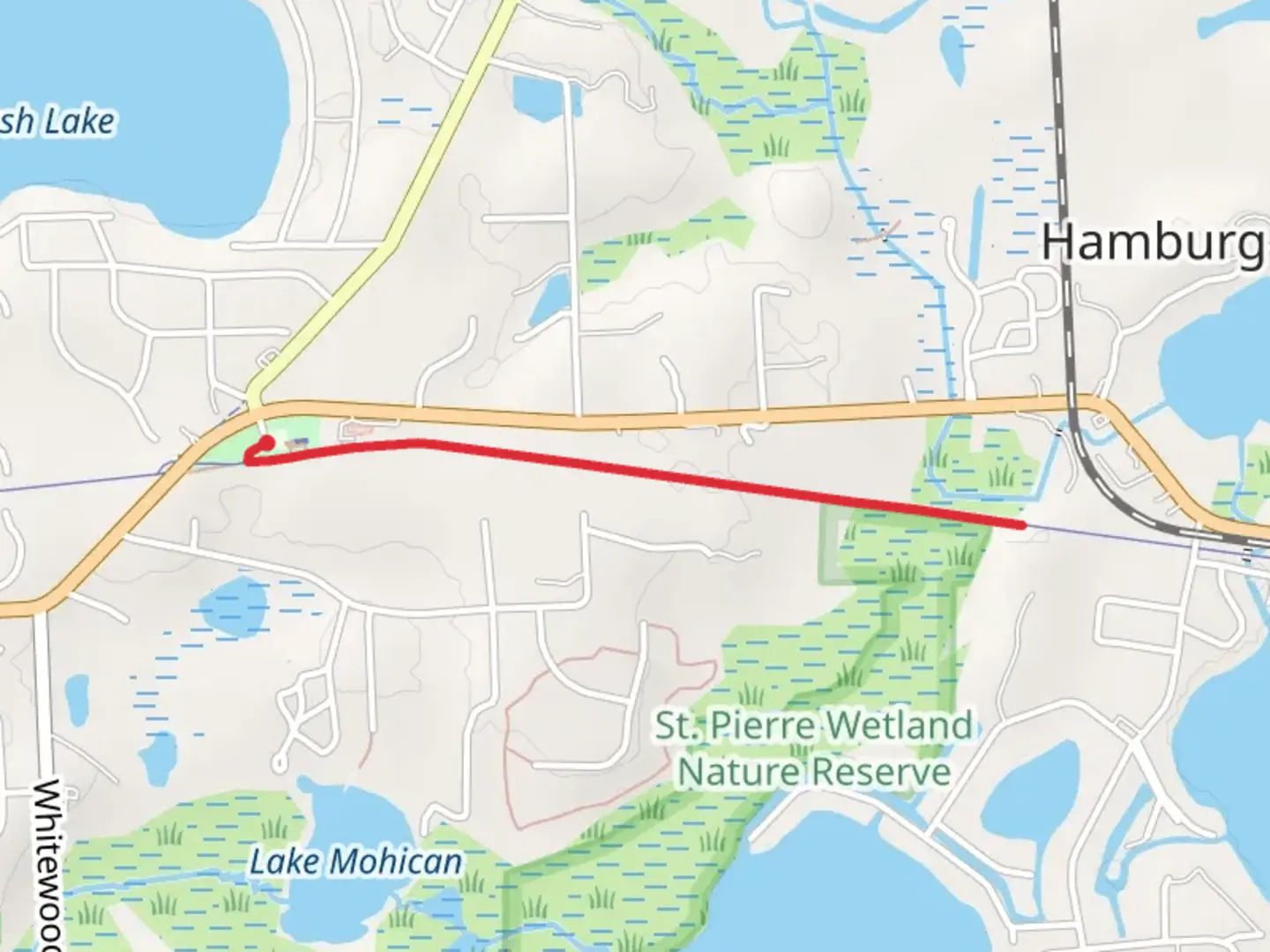 An image depicting the trail Lakelands Trail State Park and its surrounding area.