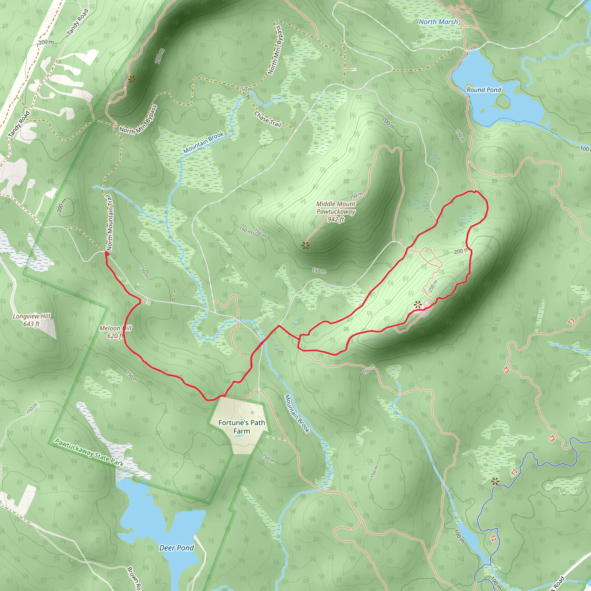 Meloon Hill and South Mount Pawtuckaway Loop mobile static map