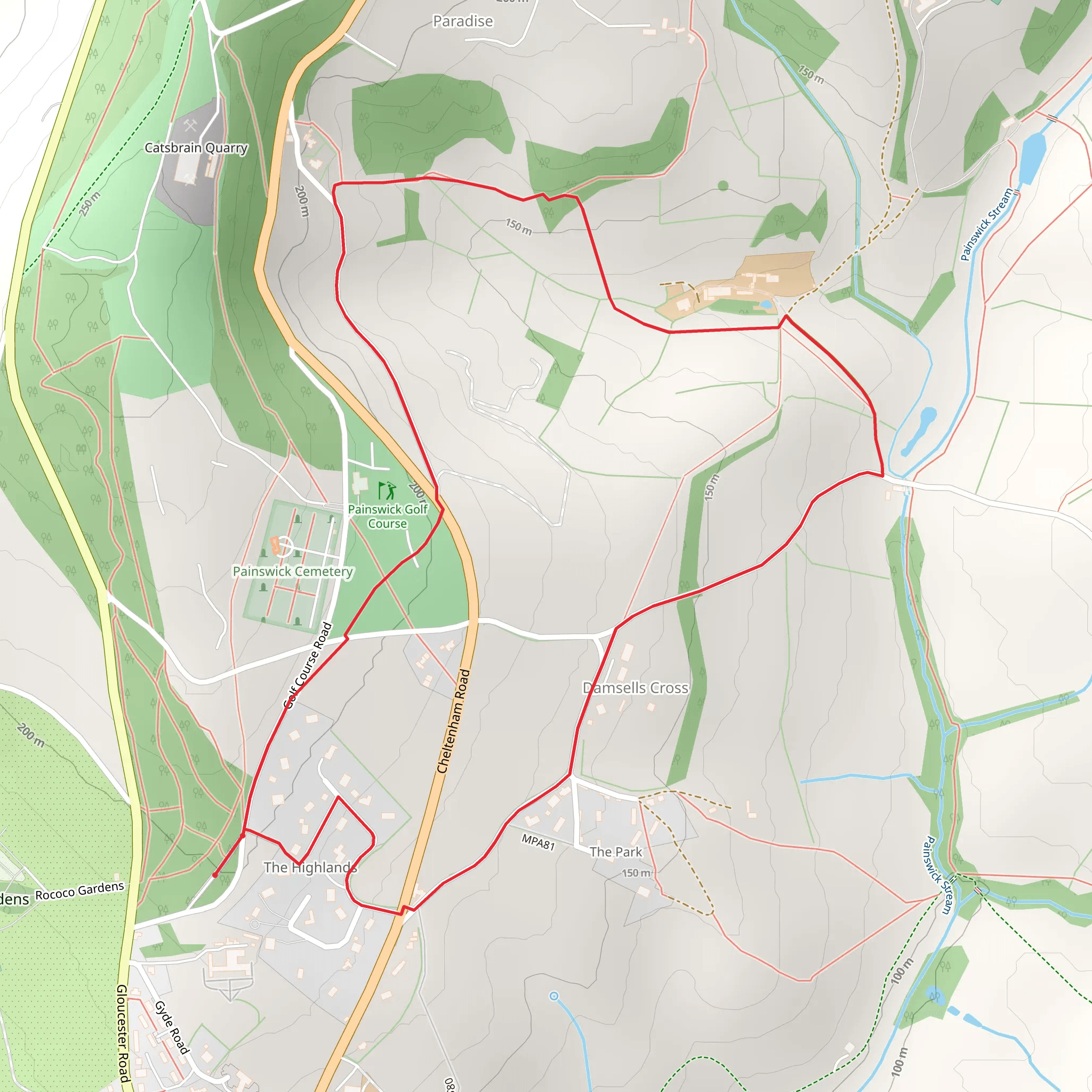 Wysis Way and Damsells Cross mobile static map