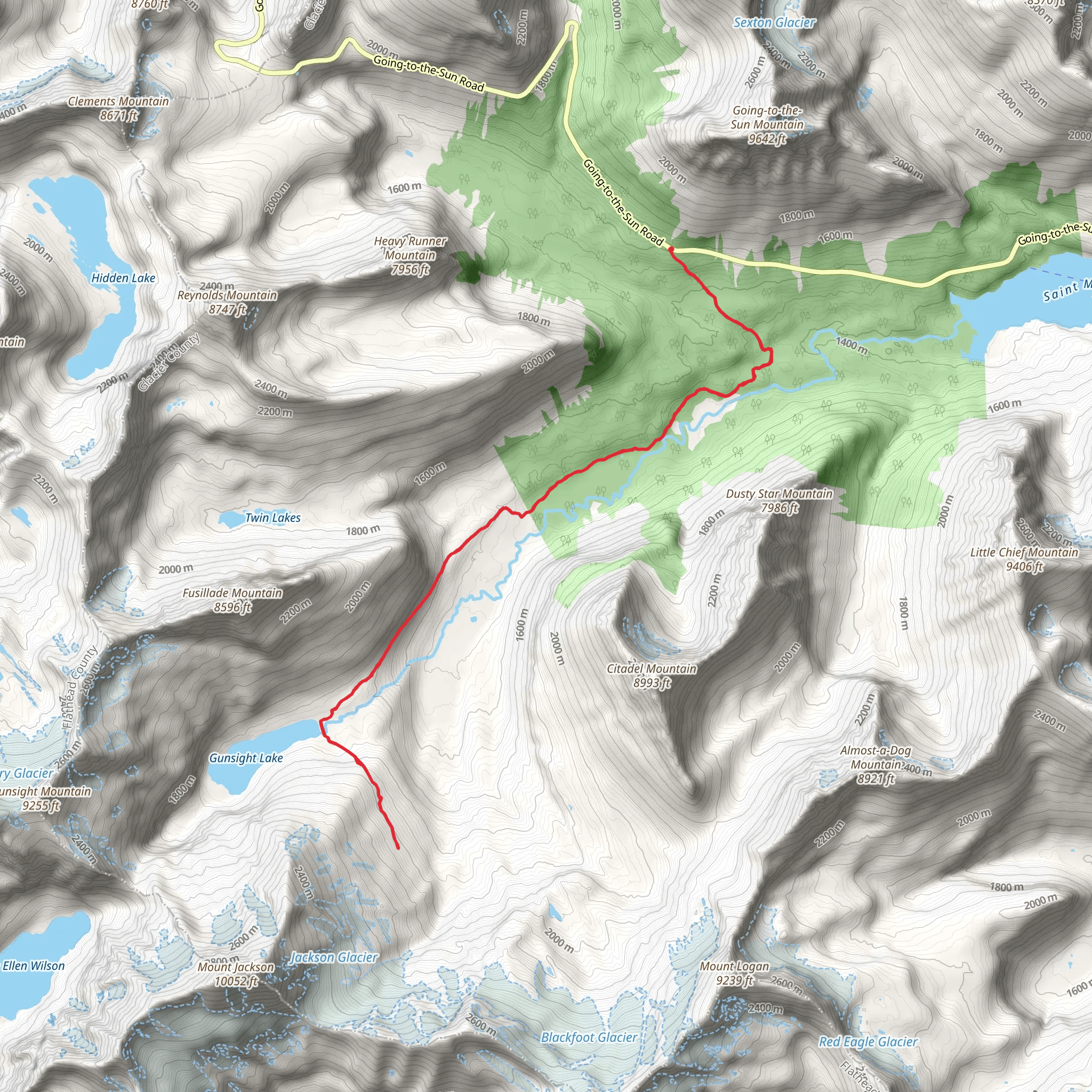 Jackson Glacier Trail mobile static map
