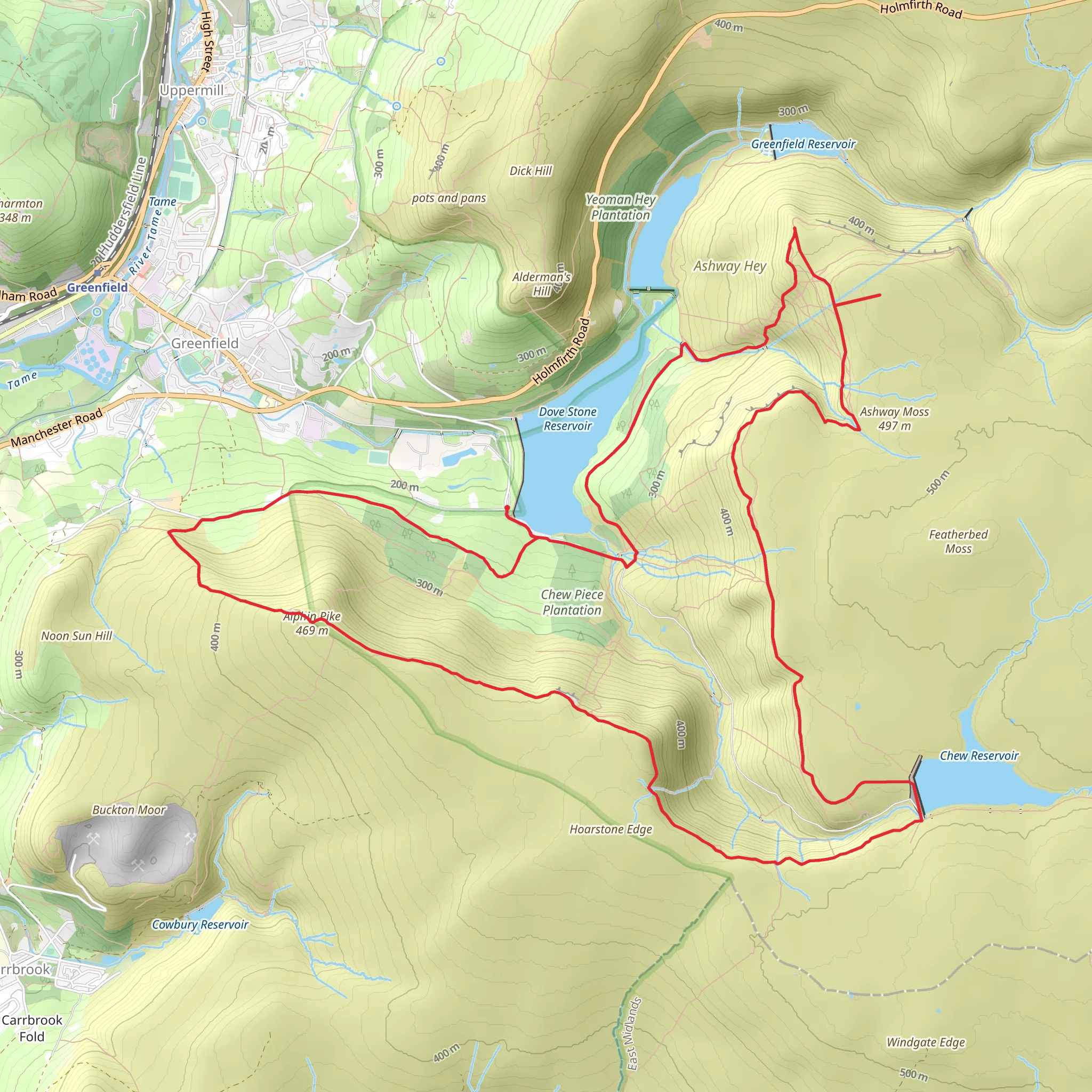 Peak Bagging PD - 02 Above Dove Stone Reservoir mobile static map