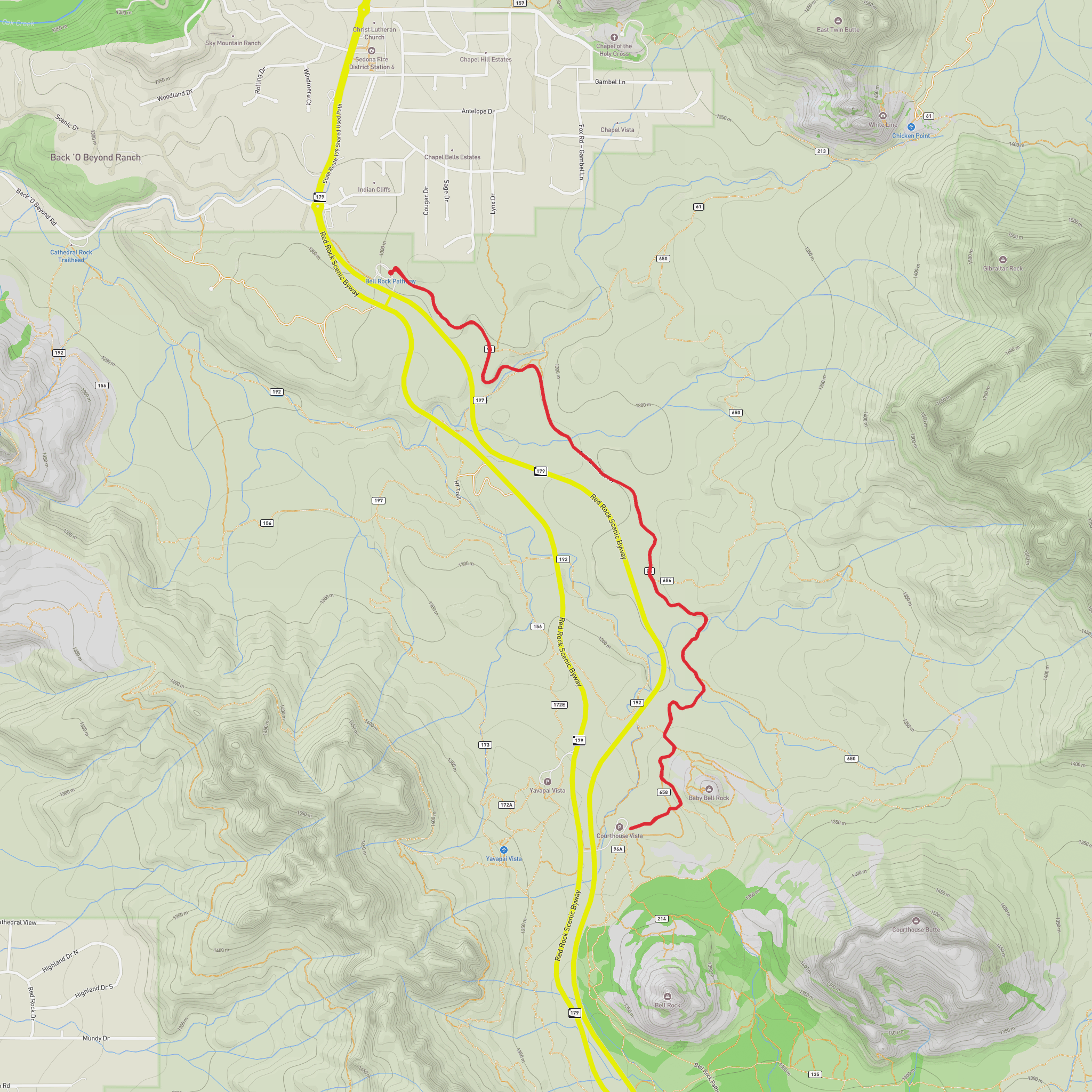 Bell Rock Pathway from Little Horse Trailhead mobile static map