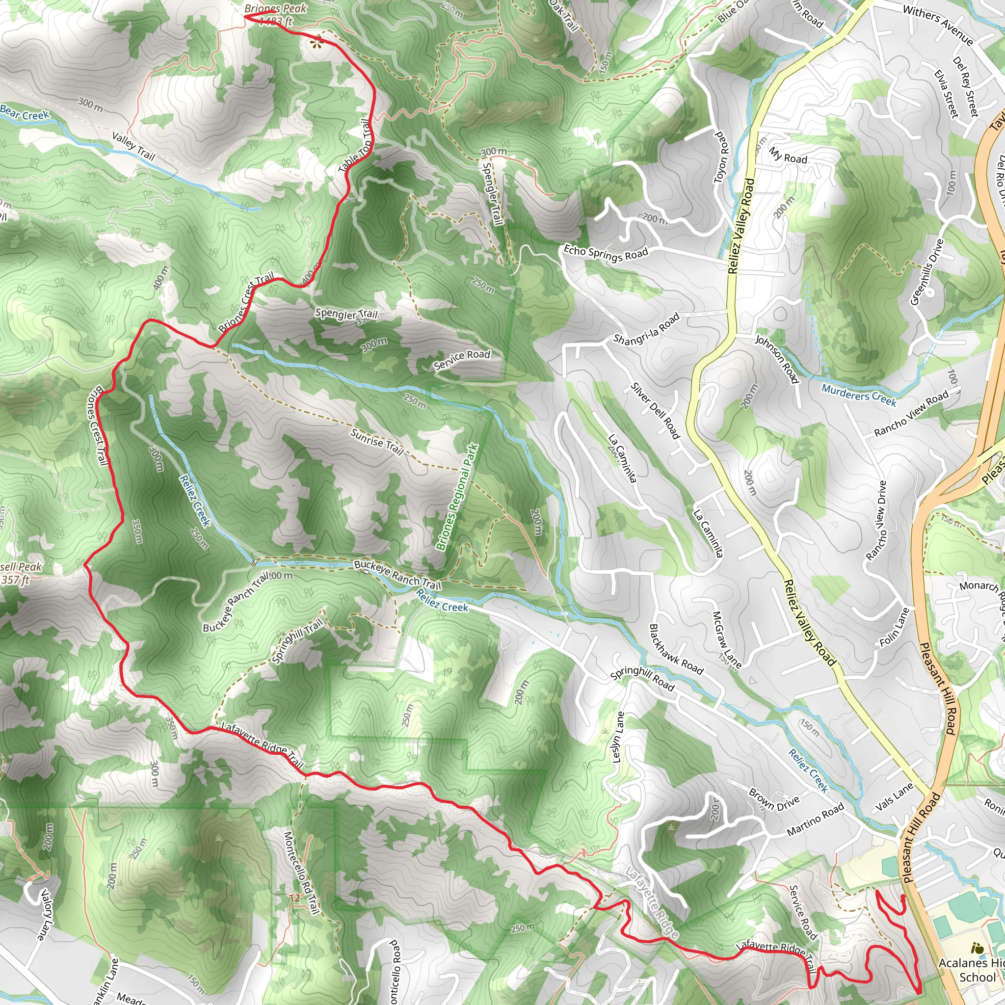 Brinos Peak via ADT and Briones Crest Trail mobile static map