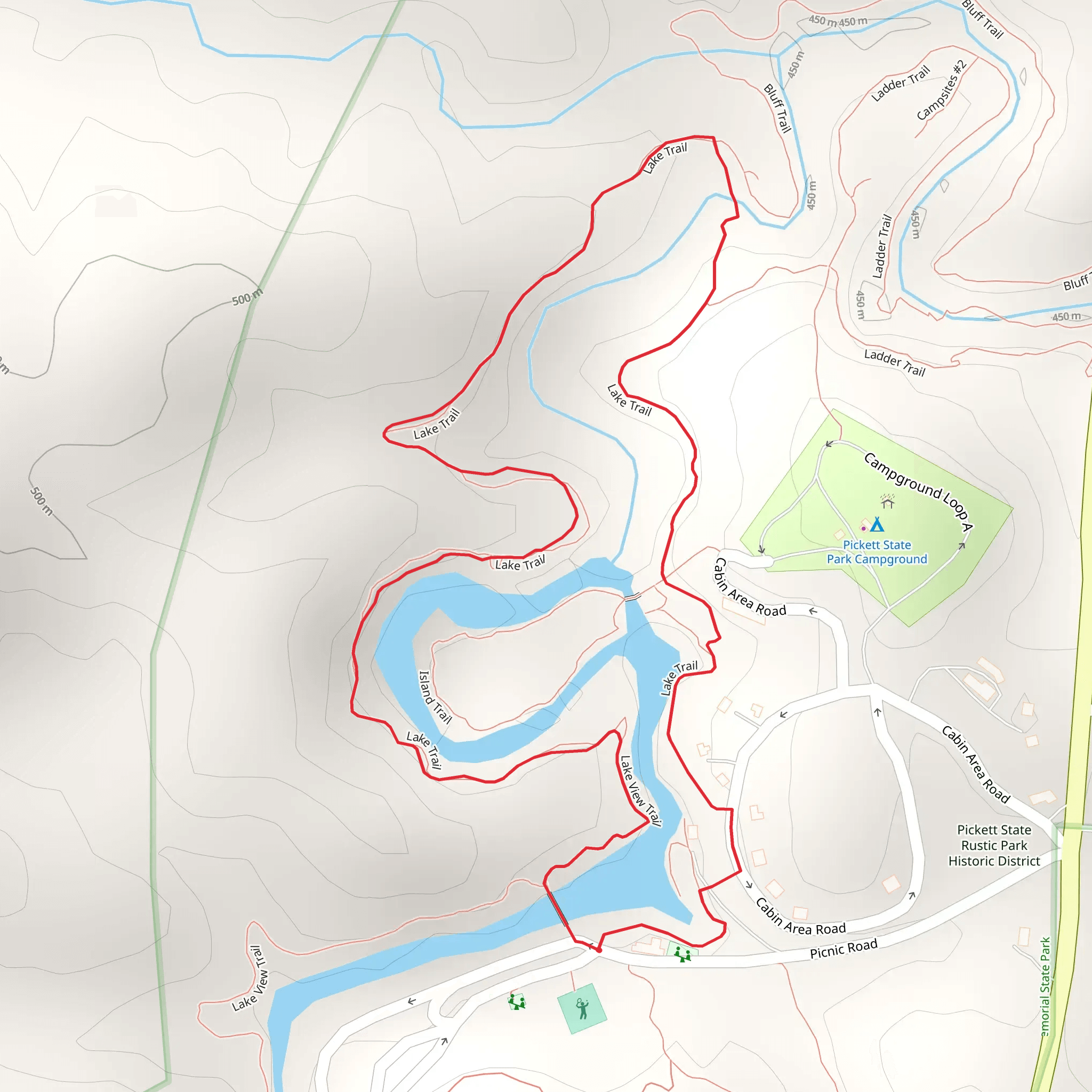Pickett State Park Campground - Lake Trail mobile static map
