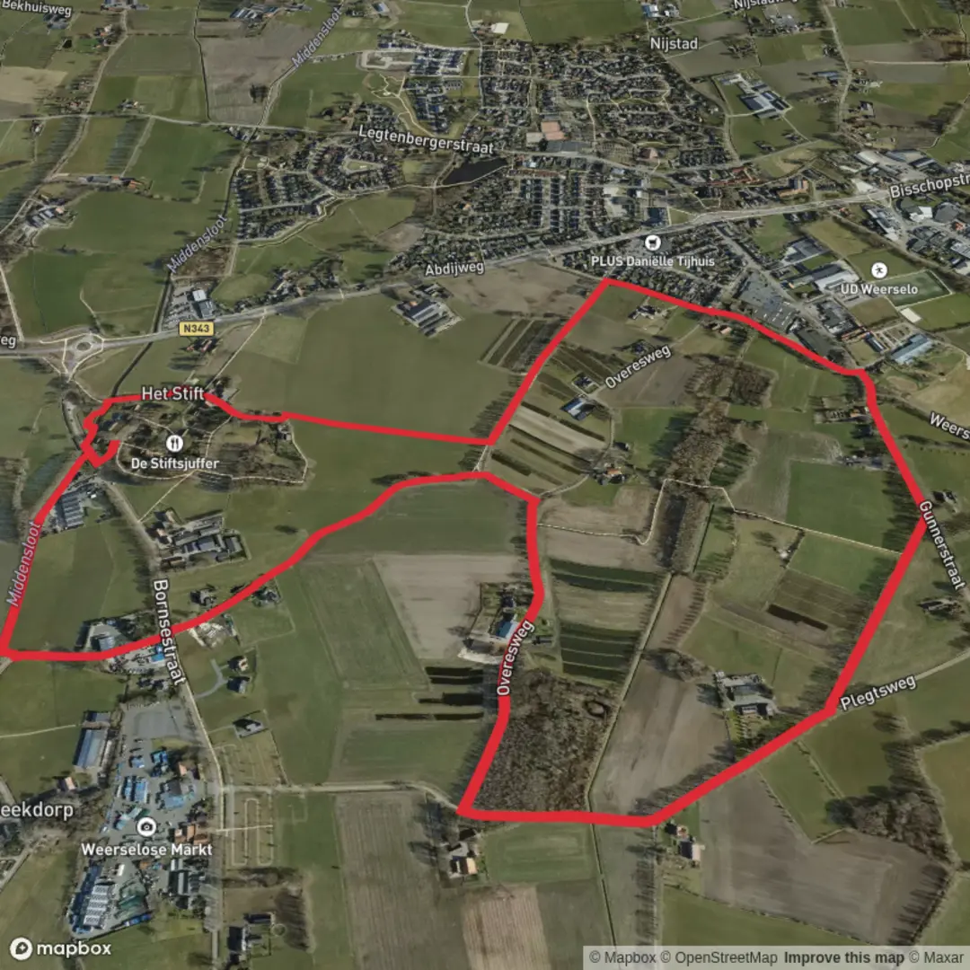 An image depicting the trail Hilligenpad and Wenshofsteeg Loop and its surrounding area.