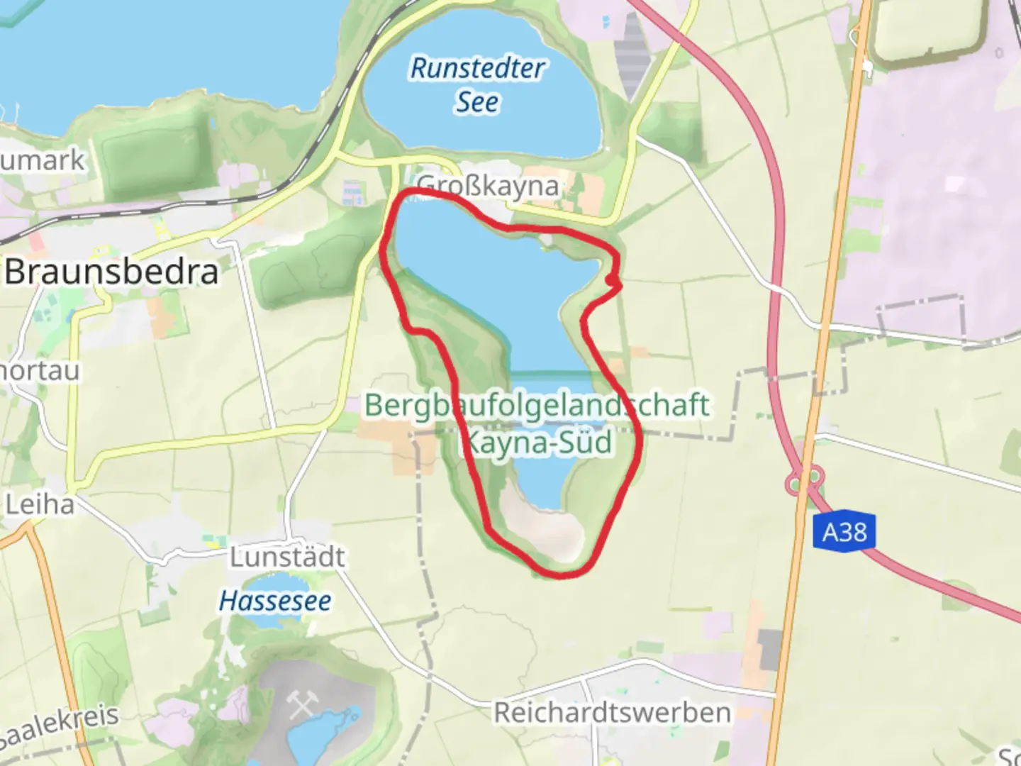 An image depicting the trail Großkaynaer See Loop and its surrounding area.