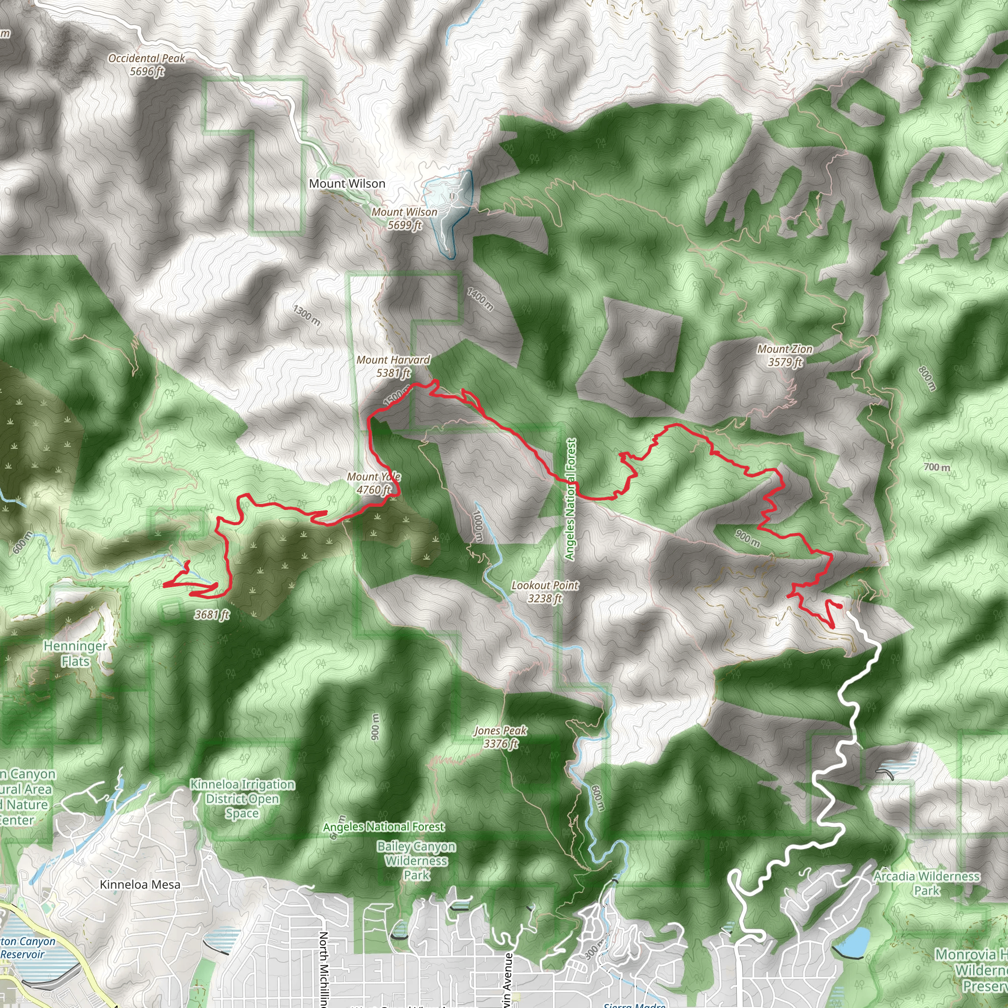 Mount Wilson Toll Road Walk mobile static map