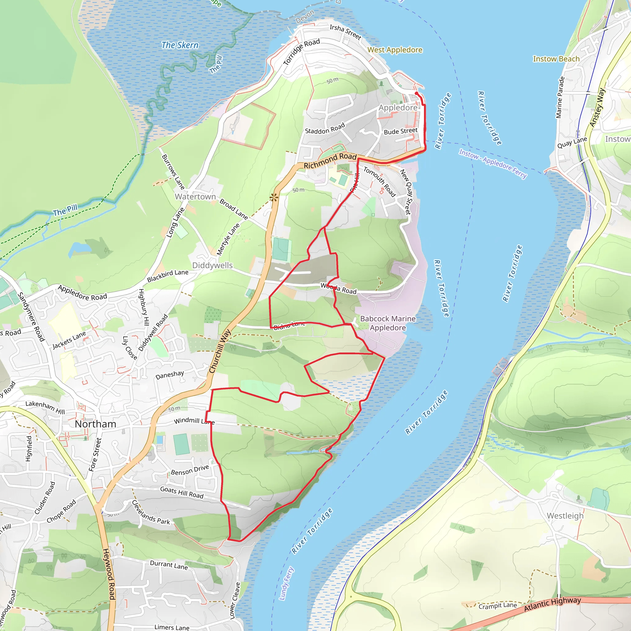 Hyde Barton and Appledore Loop mobile static map
