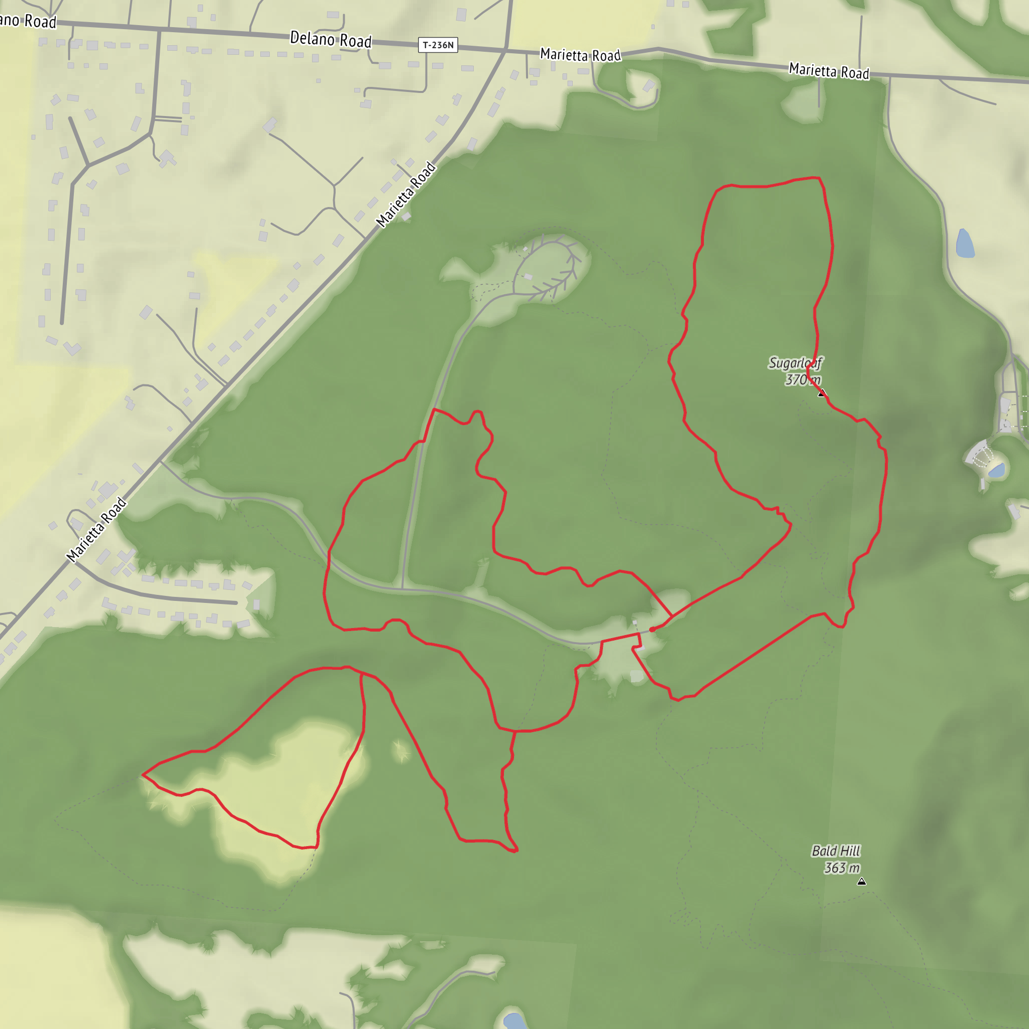 Sugarloaf Mountain via Sugarloaf Mountain Trail and Spring Run mobile static map
