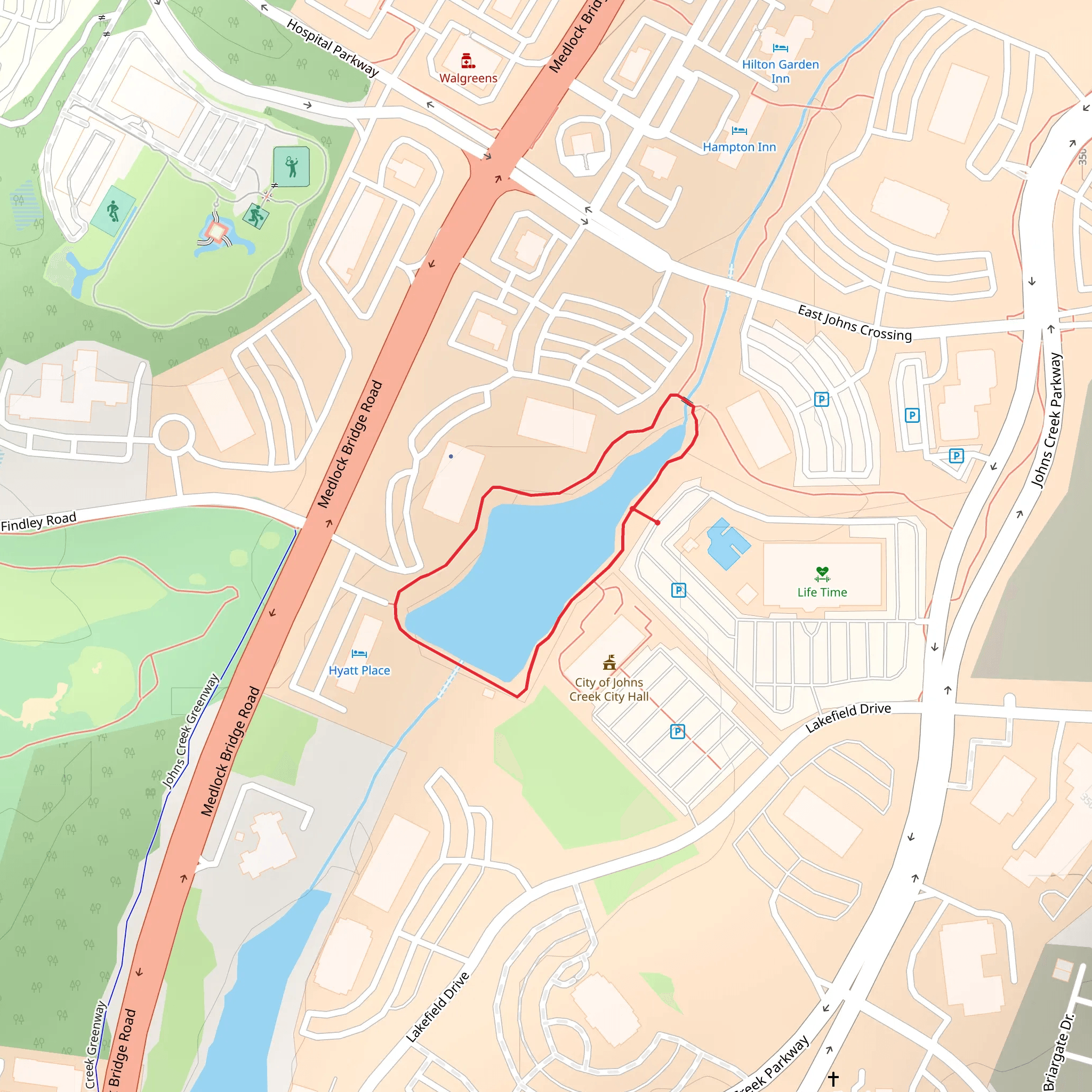 Johns Creek Georgia, Recreation and Parks Loop mobile static map