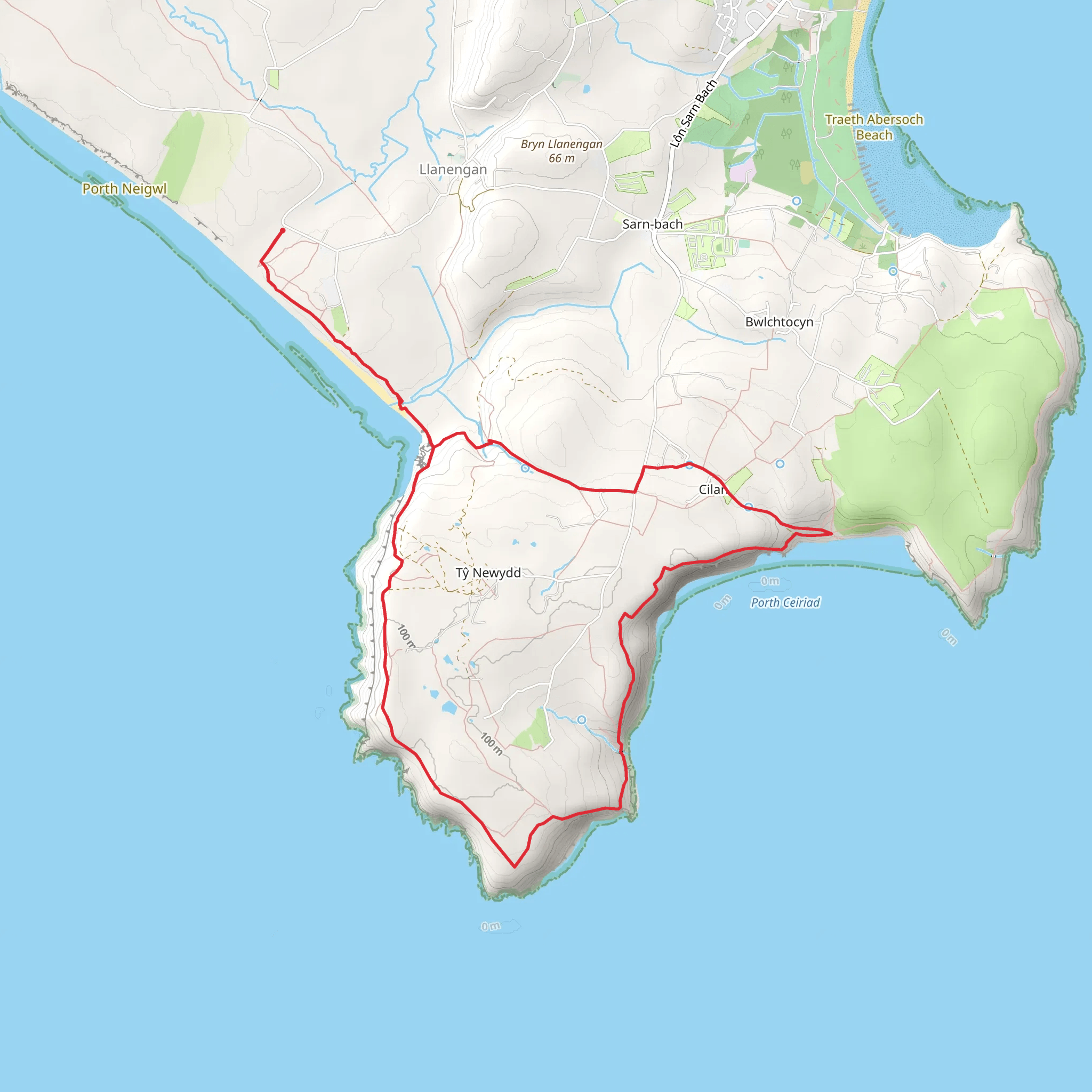 Mynydd Cilan from Hell's Mouth mobile static map