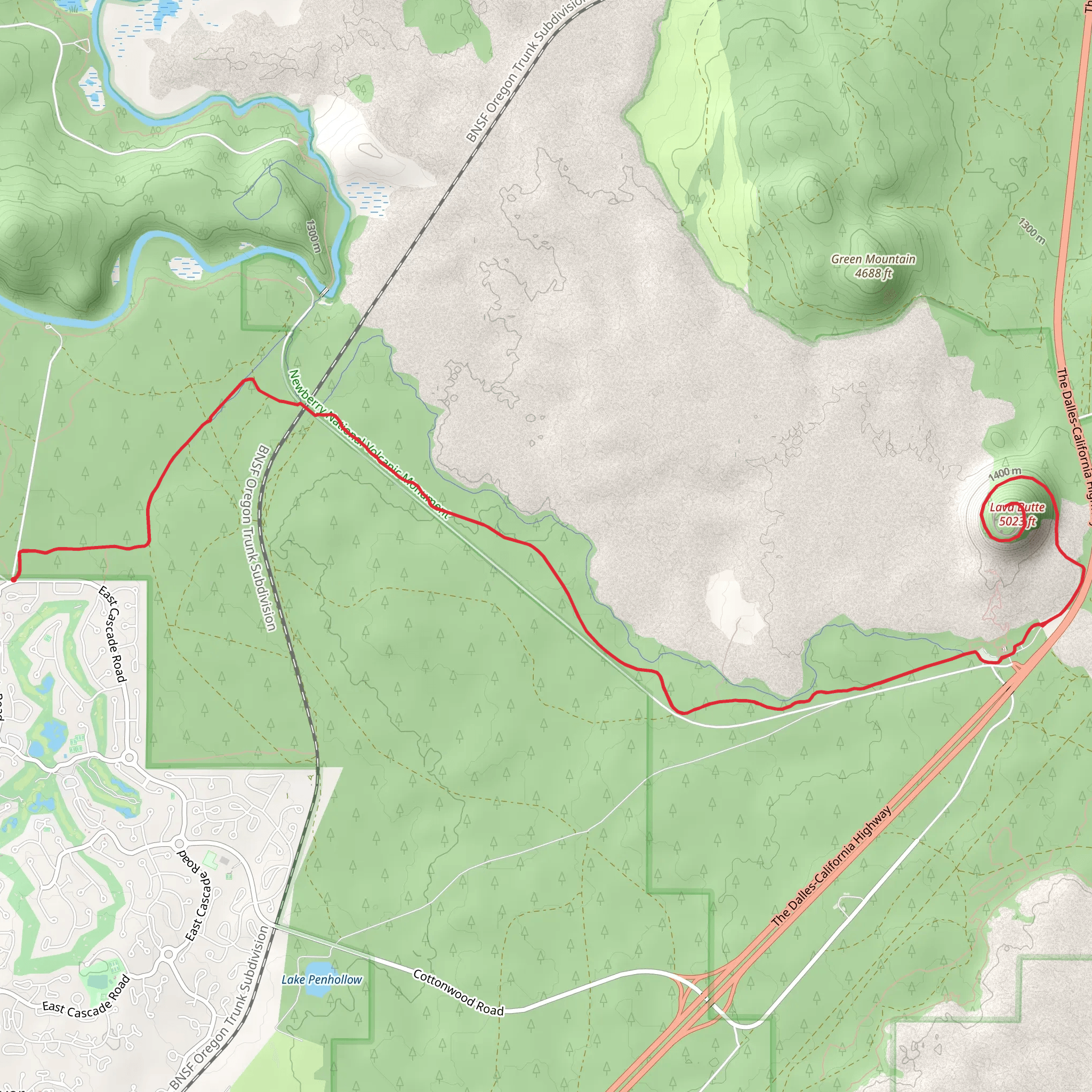 Lava Butte via Lava Benham Trail mobile static map