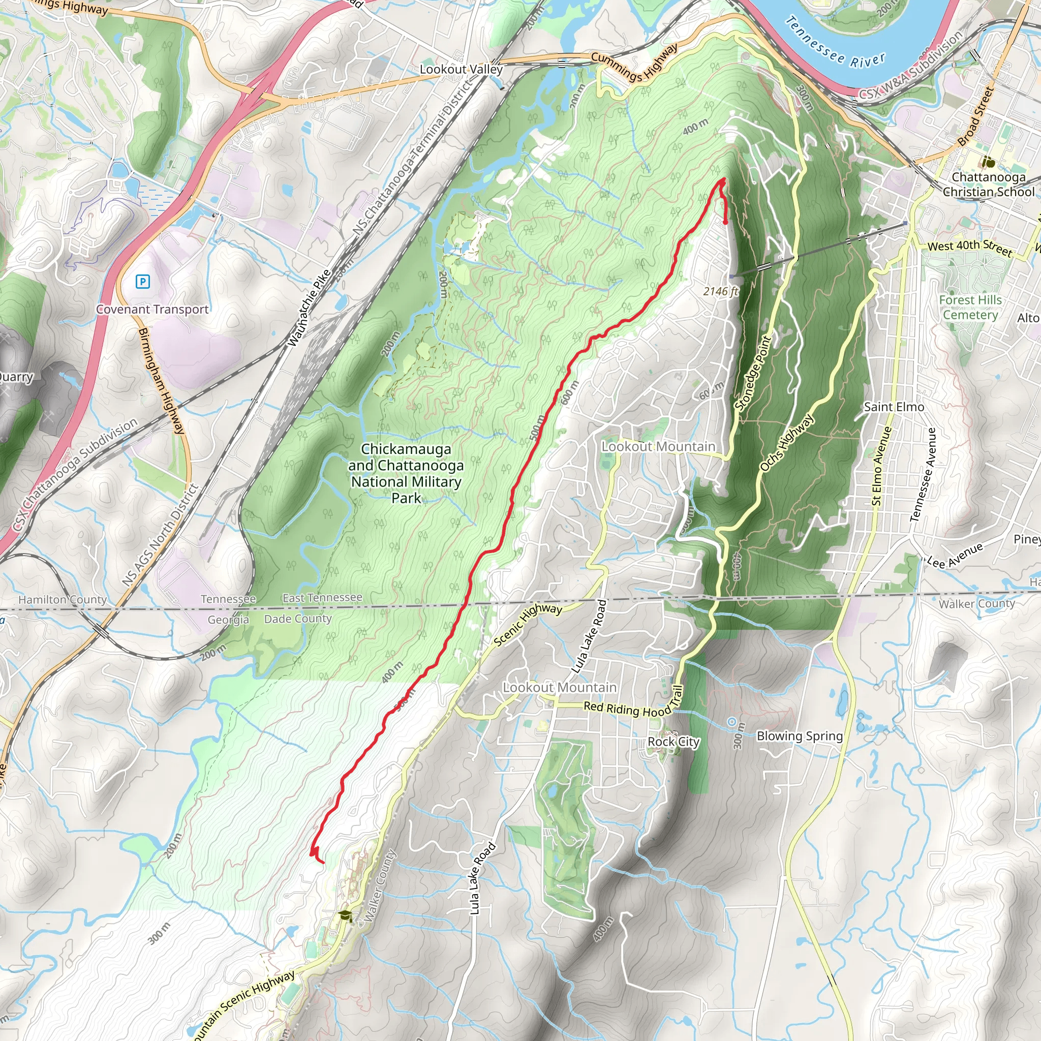 Bluff Trail - Point Park mobile static map