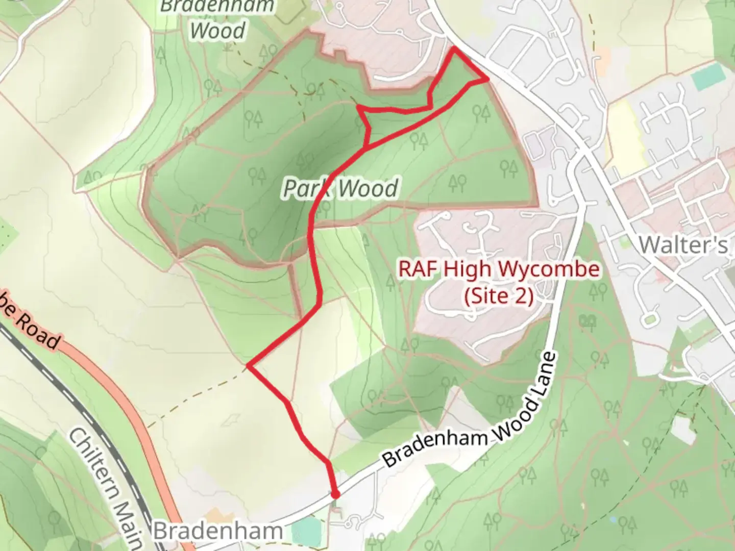 An image depicting the trail Park Wood Loop - Bradenham and its surrounding area.