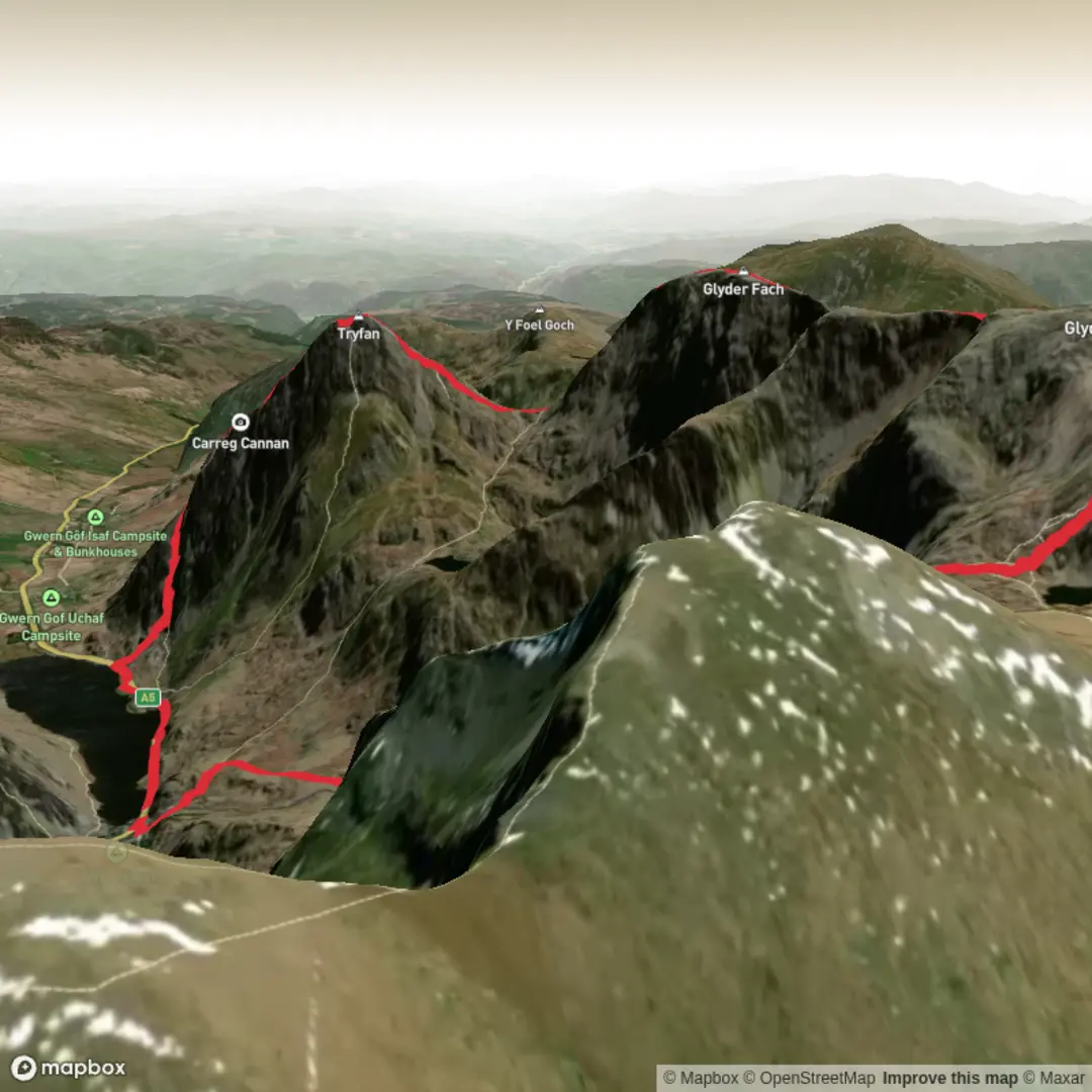 An image depicting the trail Eryri National Park - Rog Route and its surrounding area.