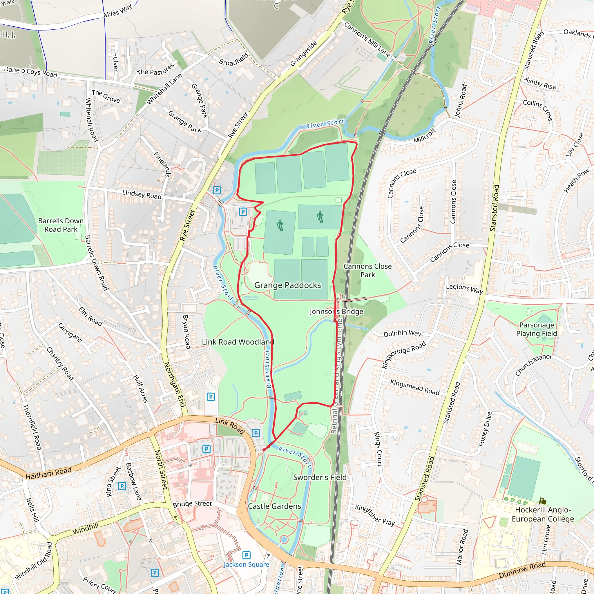 Bishop's Stortford Skate Park Loop mobile static map