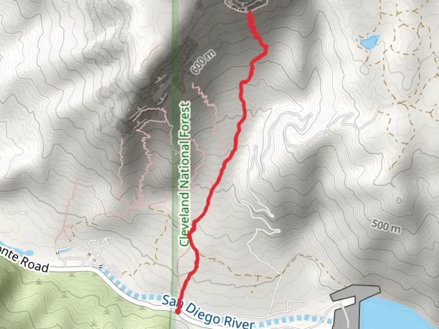 An image depicting the trail Climber's Approach Out and Back and its surrounding area.