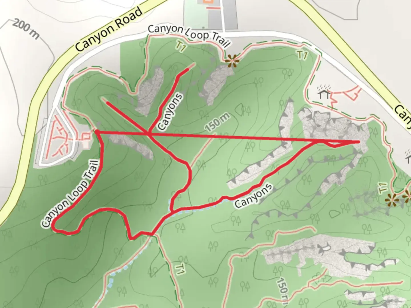 An image depicting the trail Canyons Trail and its surrounding area.