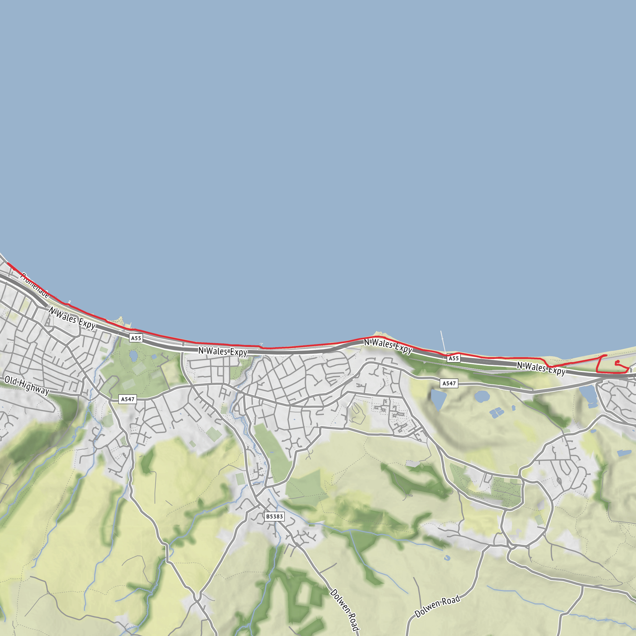 Hike from Llanddulas to Colwyn Bay mobile static map