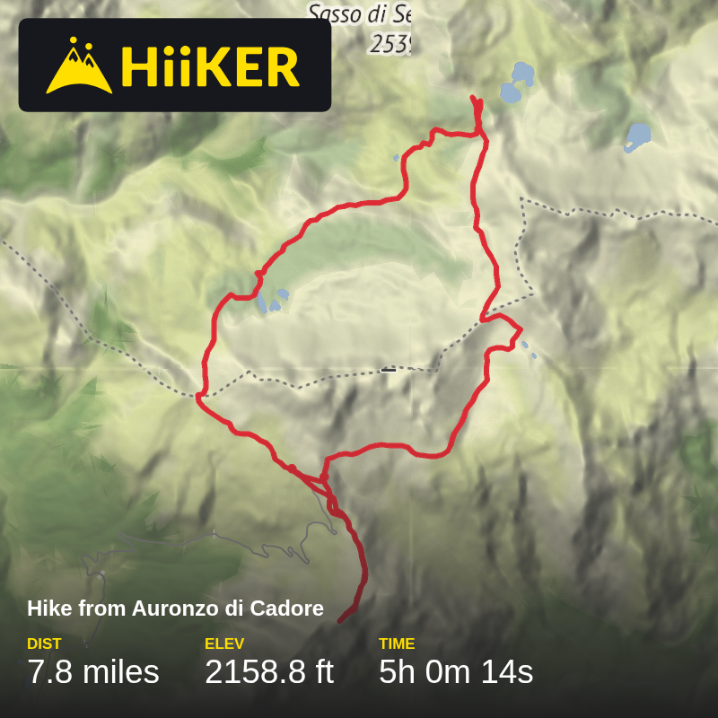 A map preview of the recording Hike from Auronzo di Cadore.