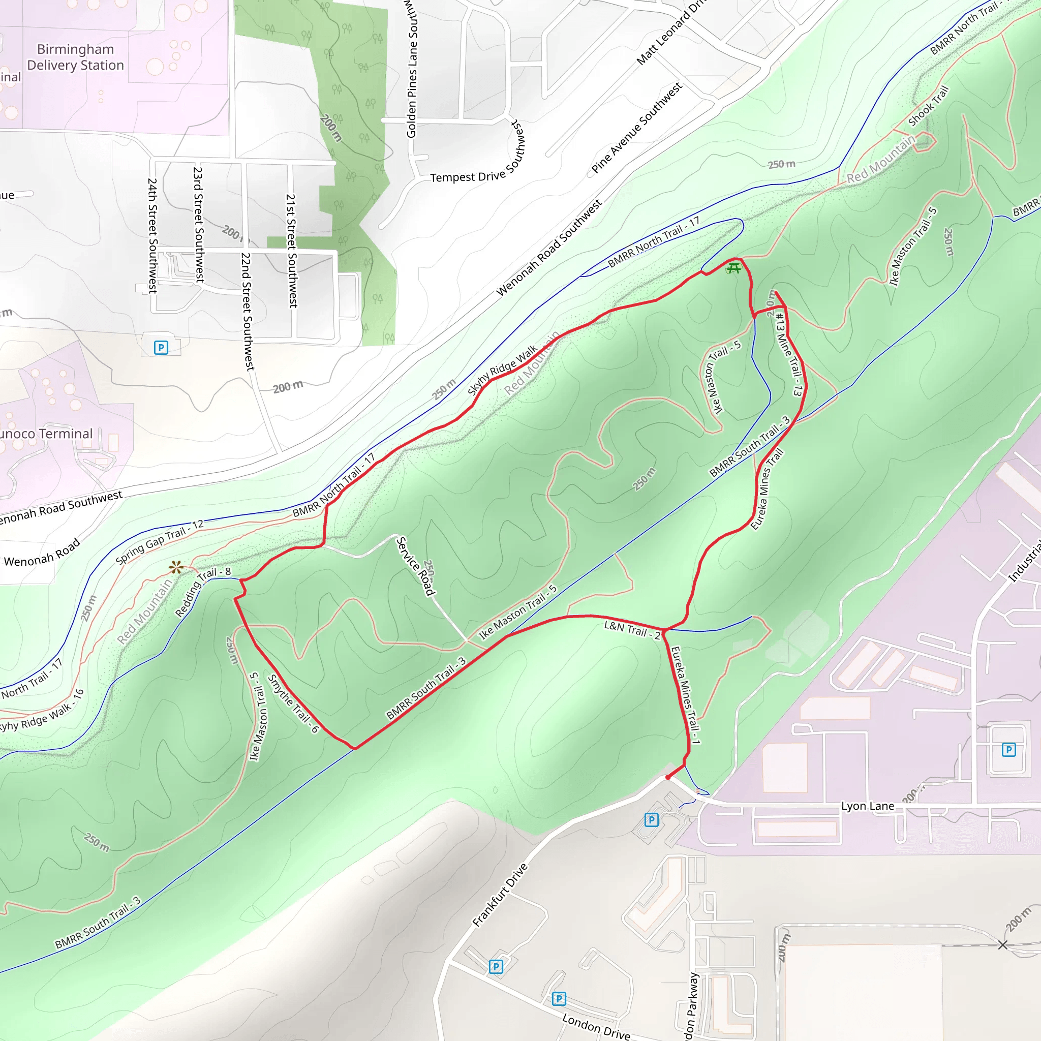 Eureka Mines, Skyhy Ridge Walk and Smythe Loop Trail mobile static map