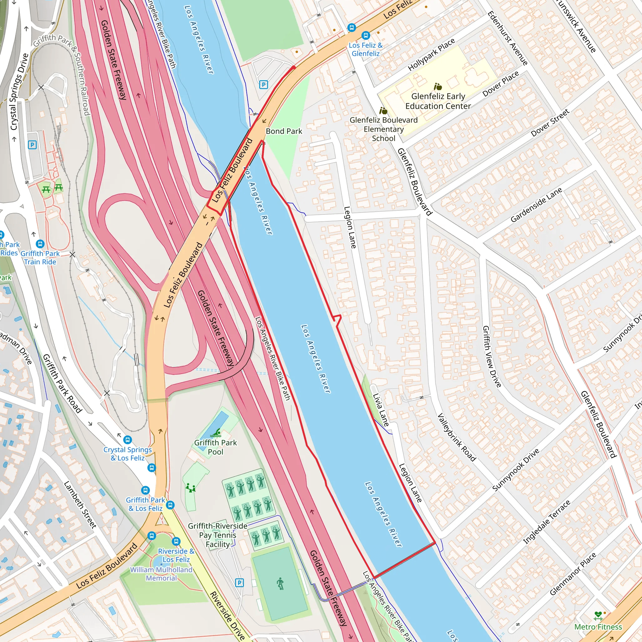 Los Angeles River Loop Walk mobile static map