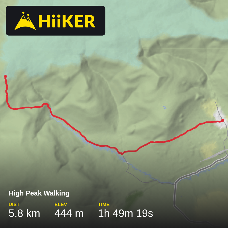 A map preview of the recording High Peak Walking.