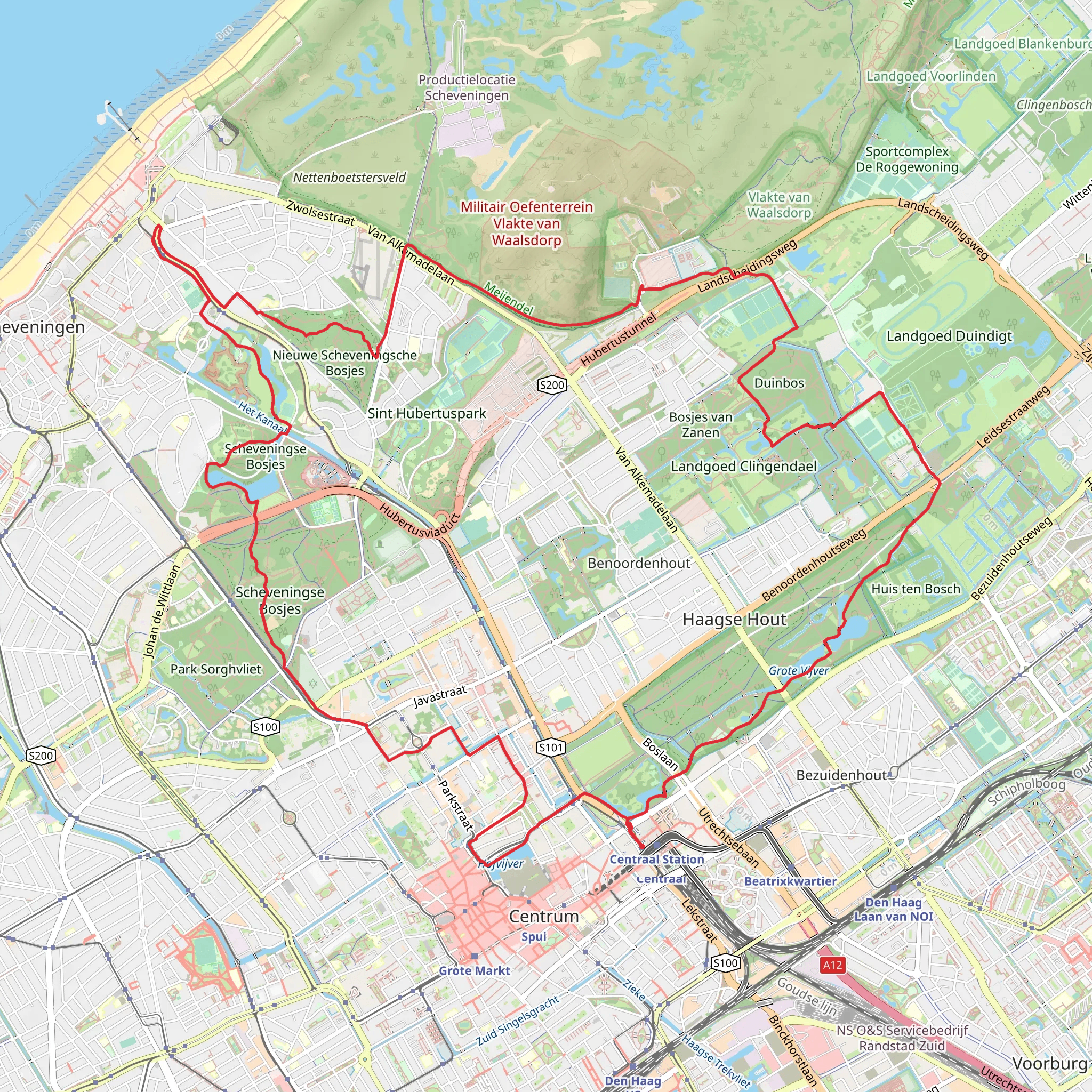 Haagse Hout and Belverdere via Kerkpad, Nieuwe Parklaan mobile static map