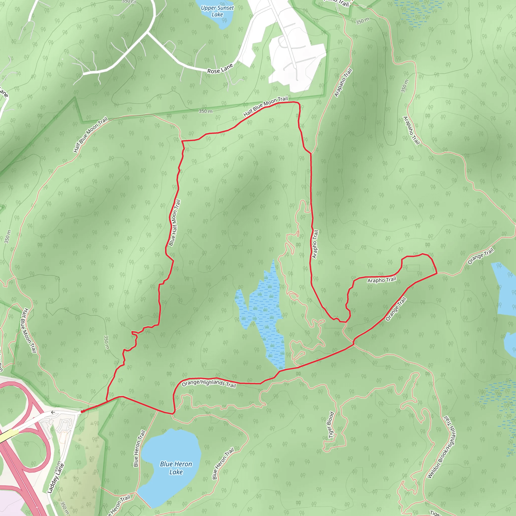 Blue Half Moon Trail and Arapho Trail Loop mobile static map