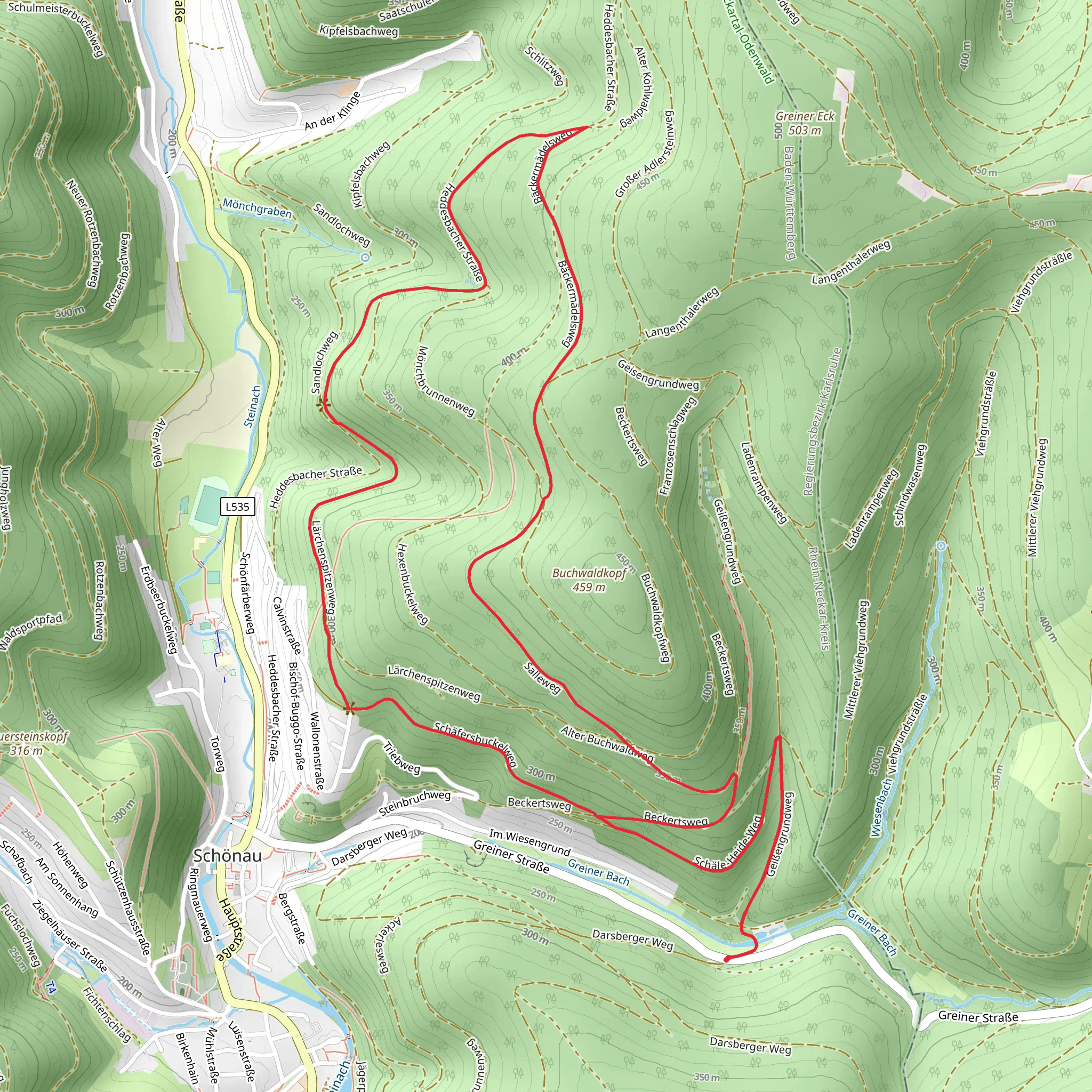 Hexenbuckel Weg, Baeckermaedel Weg and Salleweg mobile static map