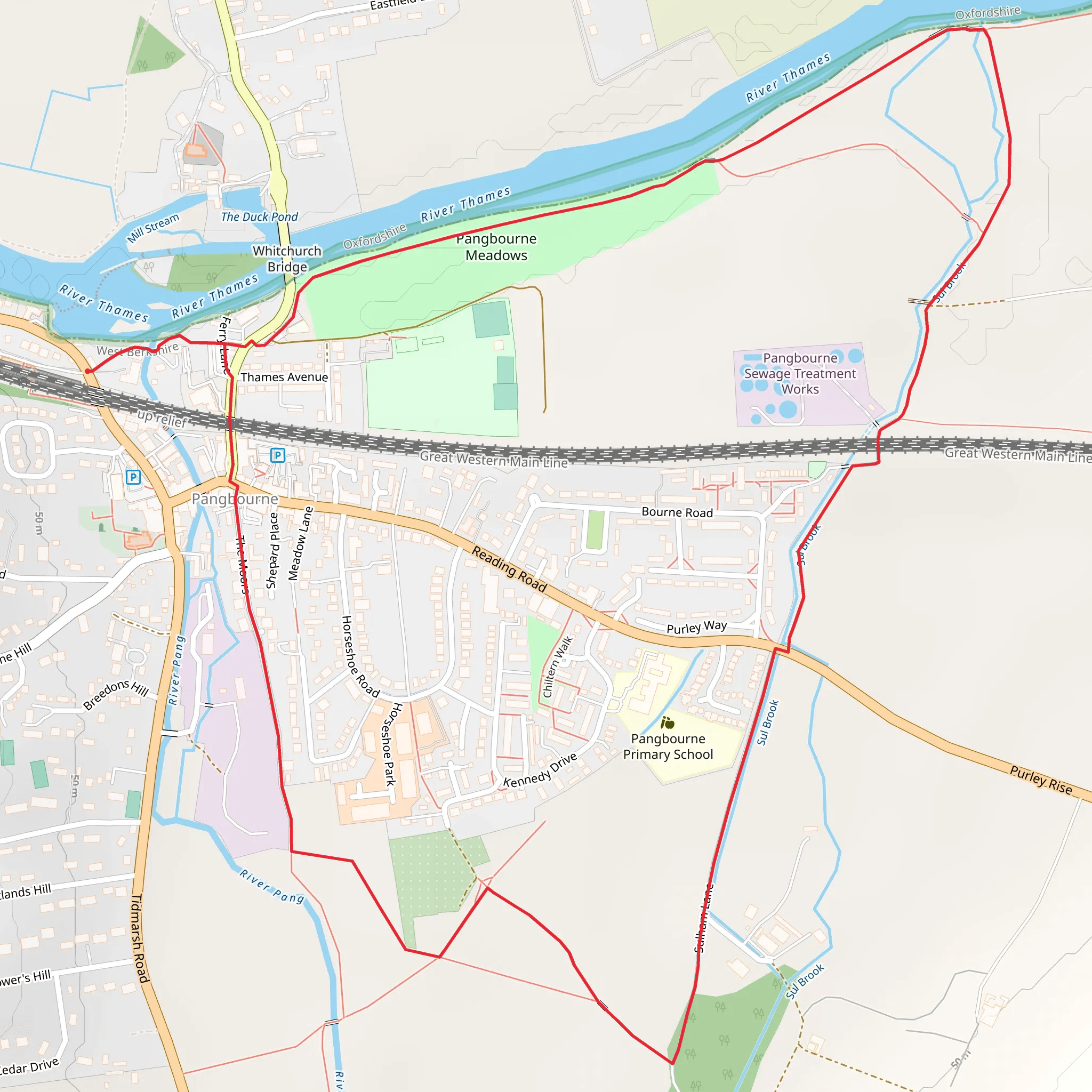 Pangbourne Circular Walk mobile static map